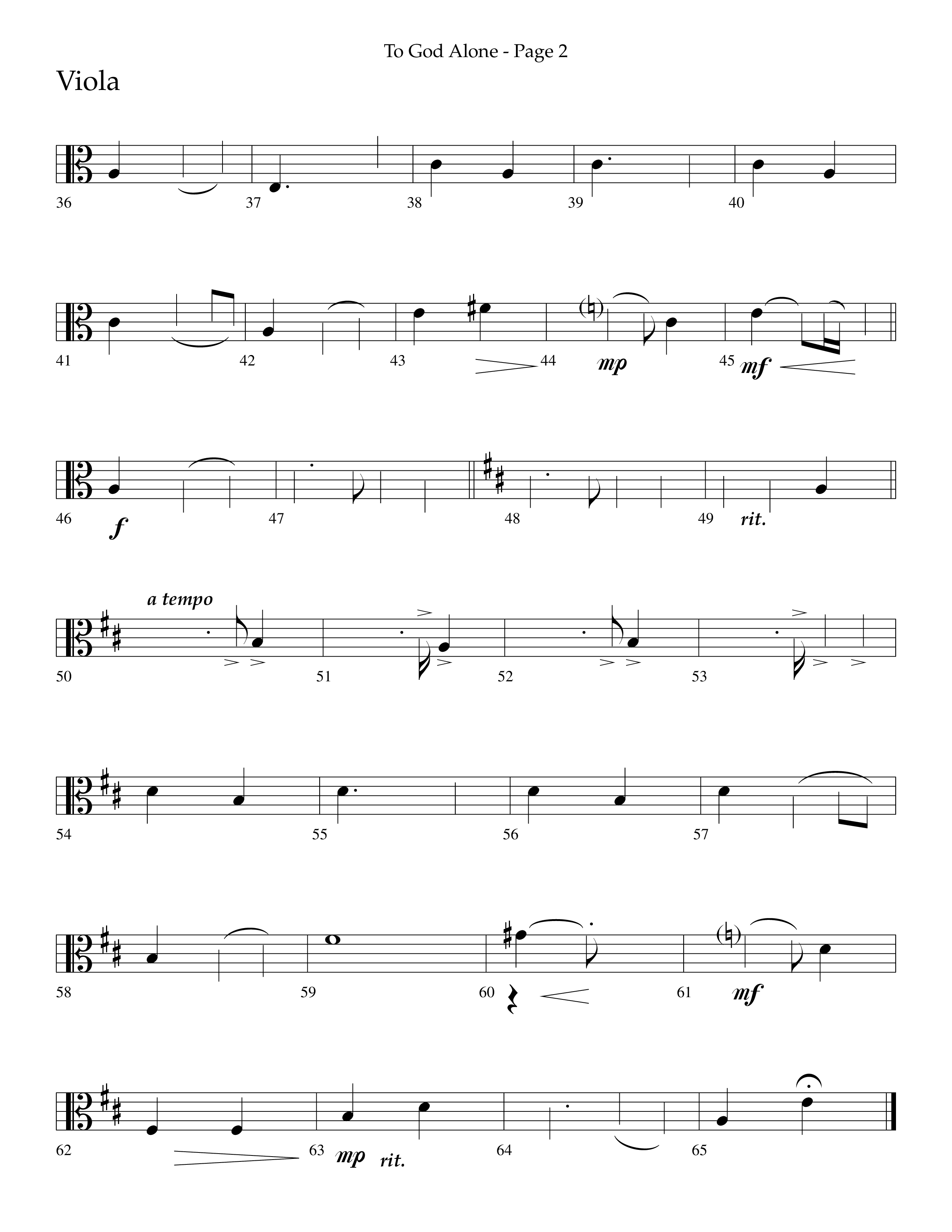 To God Alone (Choral Anthem SATB) Viola (Lifeway Choral / Arr. Russell Mauldin)
