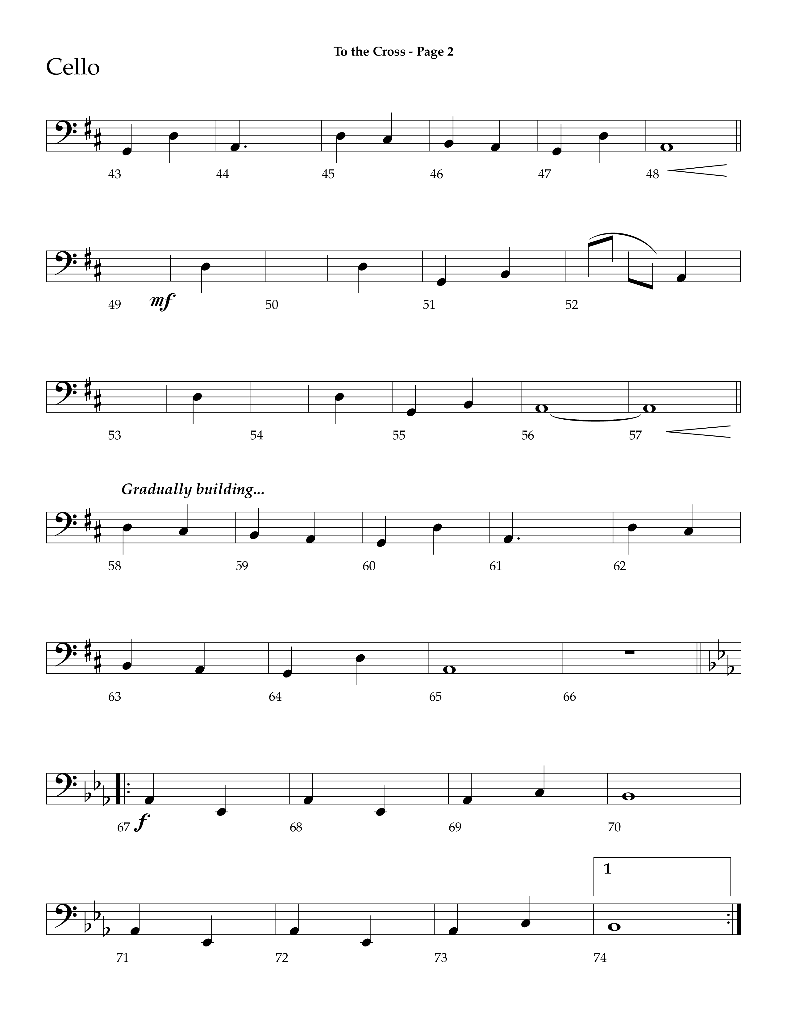 To The Cross (Choral Anthem SATB) Cello (Lifeway Choral / Arr. Dave Williamson)