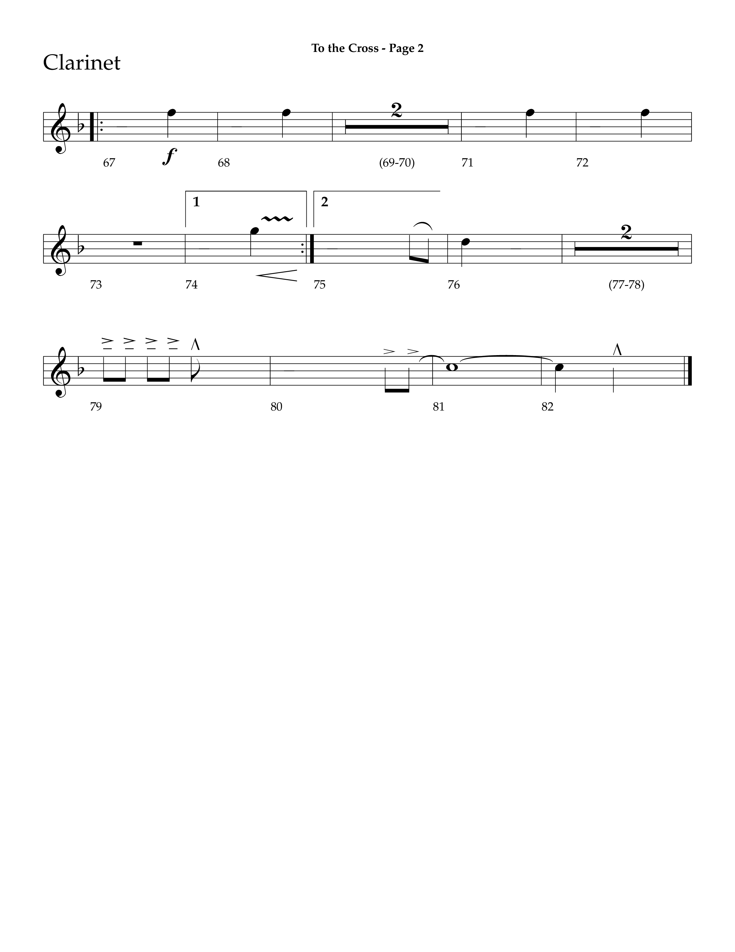To The Cross (Choral Anthem SATB) Clarinet 1/2 (Lifeway Choral / Arr. Dave Williamson)