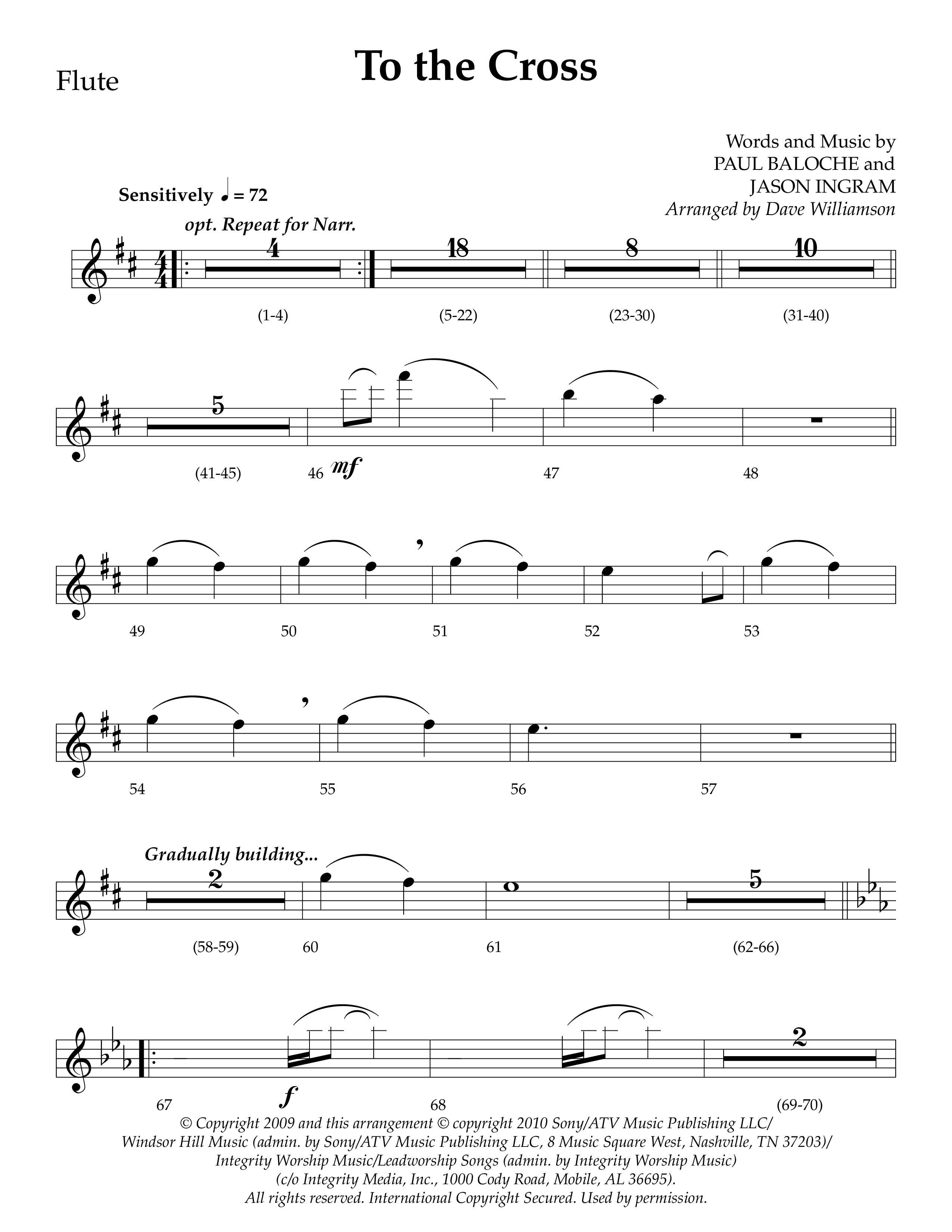 To The Cross (Choral Anthem SATB) Flute (Lifeway Choral / Arr. Dave Williamson)