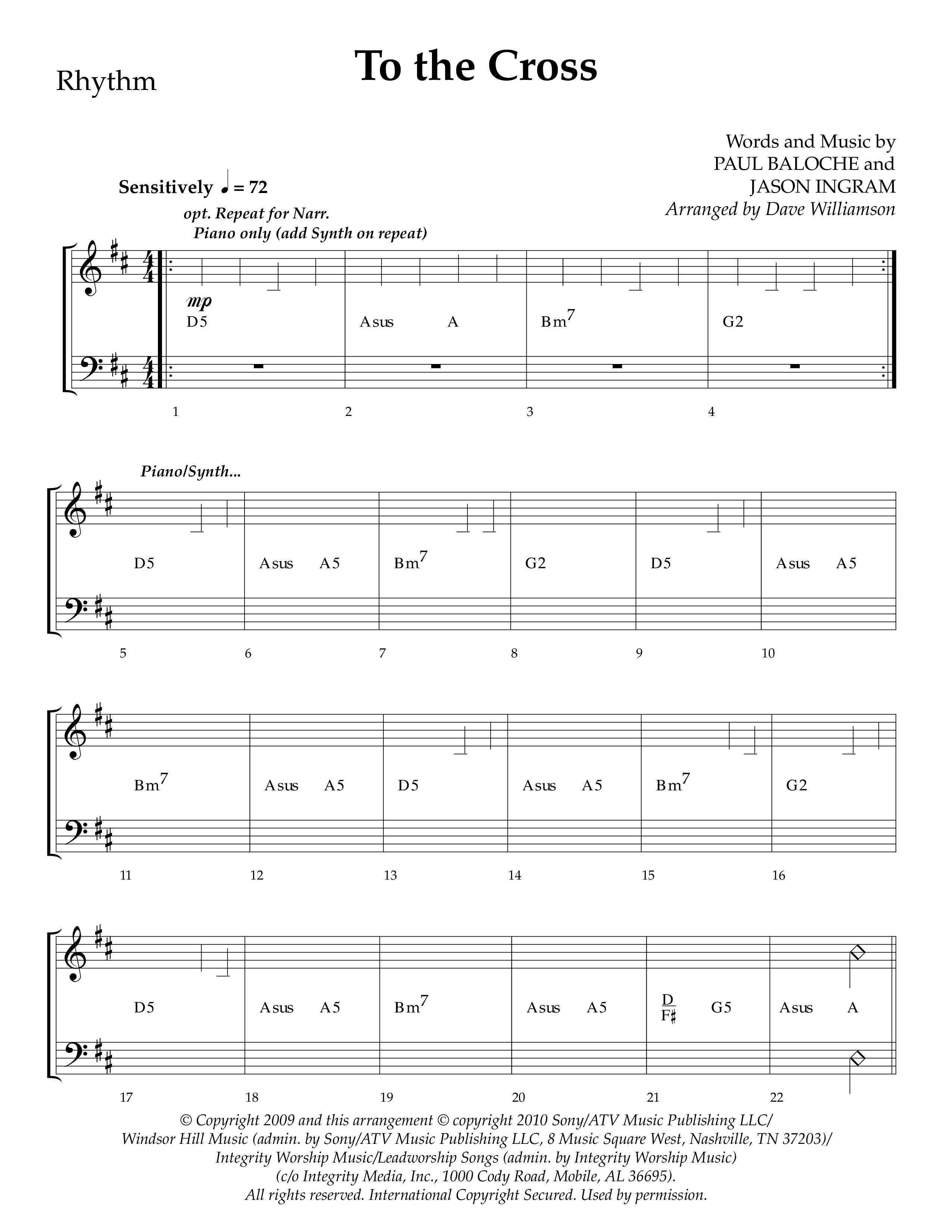 To The Cross (Choral Anthem SATB) Lead Melody & Rhythm (Lifeway Choral / Arr. Dave Williamson)