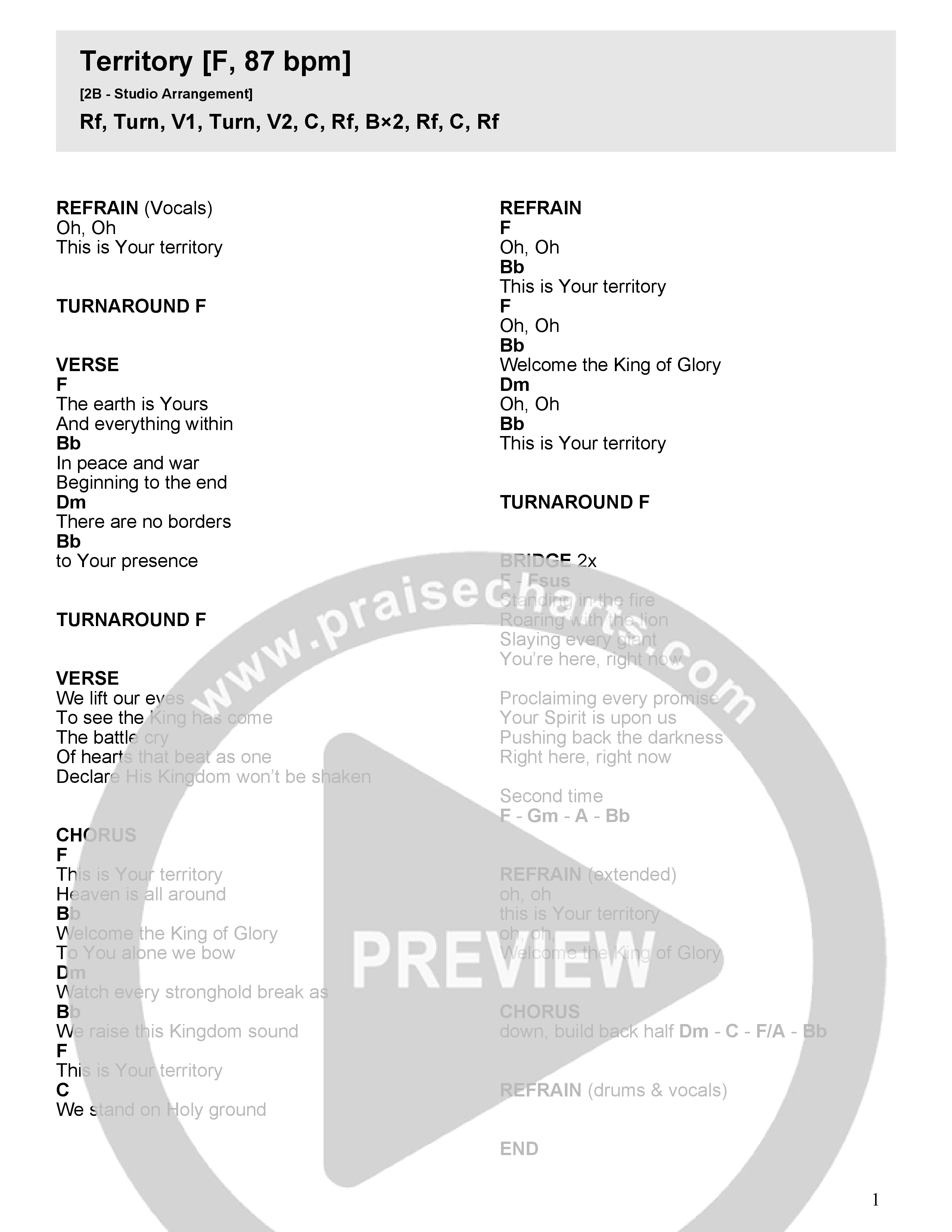 Territory Chord Chart (NewSpring Worship)