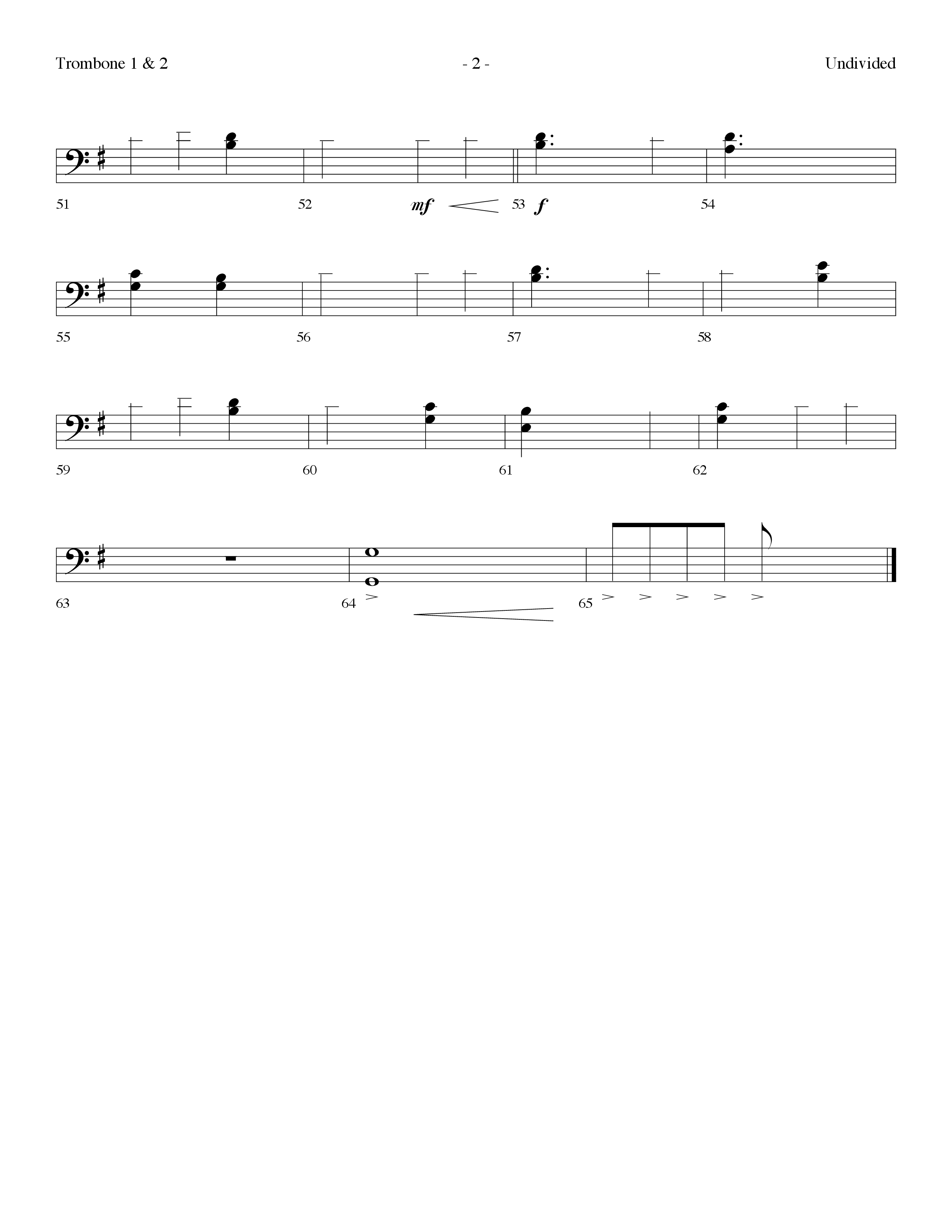Undivided (Choral Anthem SATB) Trombone 1/2 (Lifeway Choral / Arr. Dennis Allen)