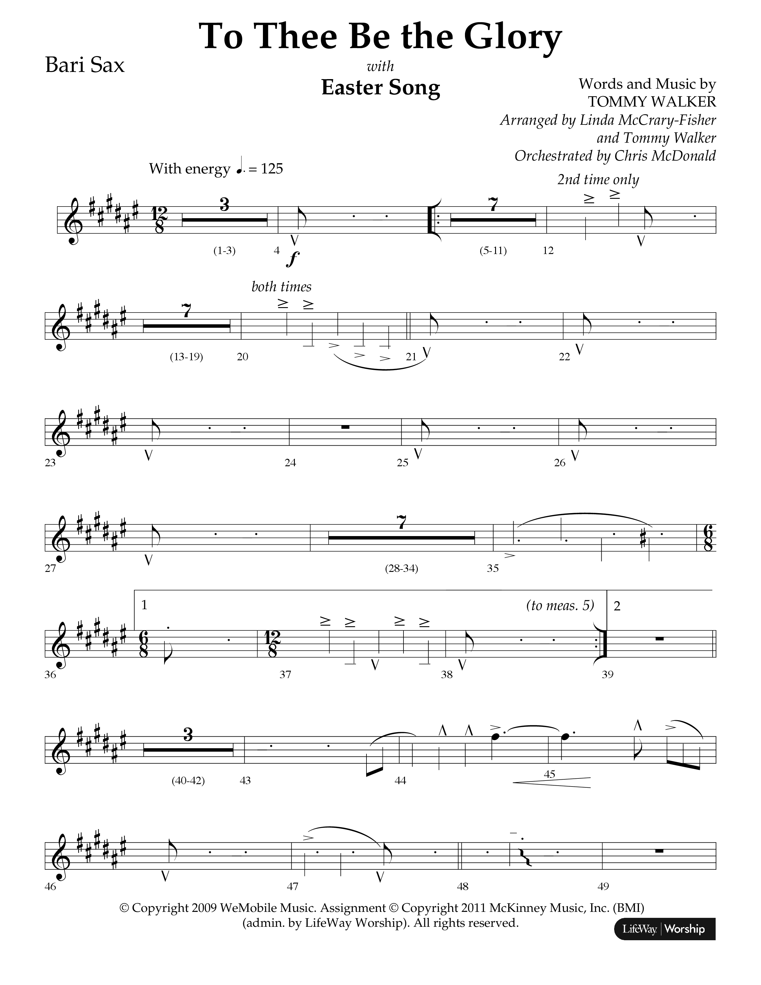 To Thee Be The Glory (with Easter Song) (Choral Anthem SATB) Bari Sax ()