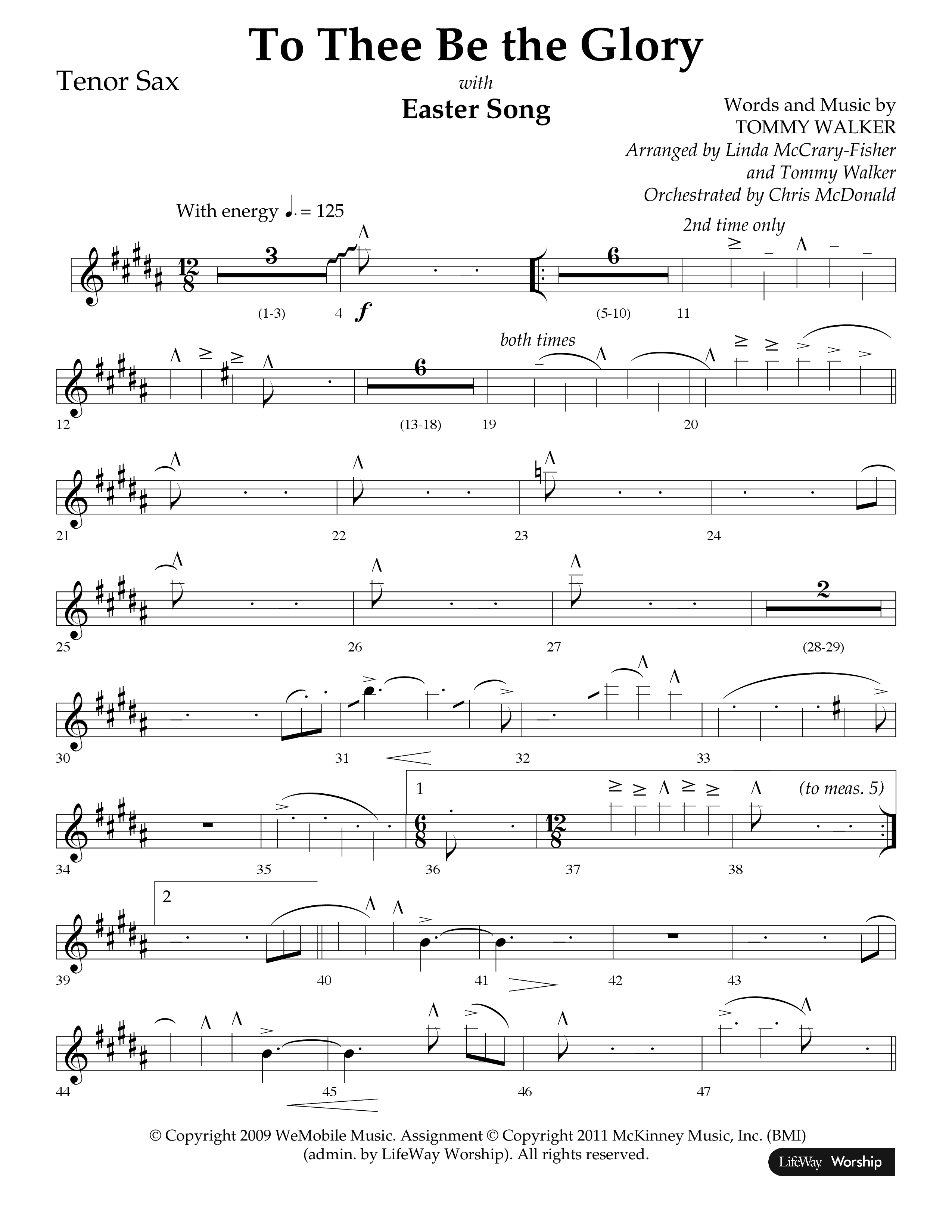 To Thee Be The Glory (with Easter Song) (Choral Anthem SATB) Tenor Sax 1 ()