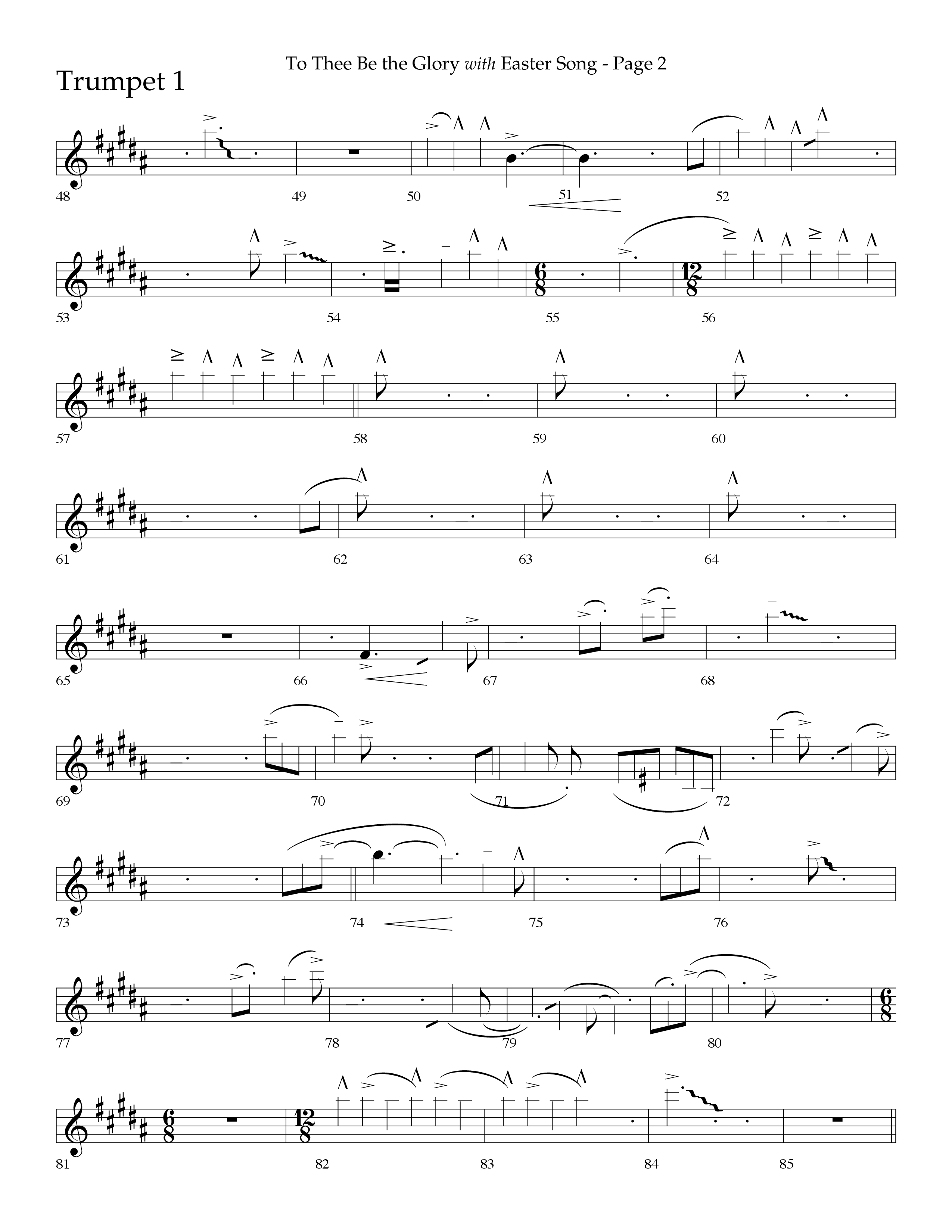 To Thee Be The Glory (with Easter Song) (Choral Anthem SATB) Trumpet 1 ()