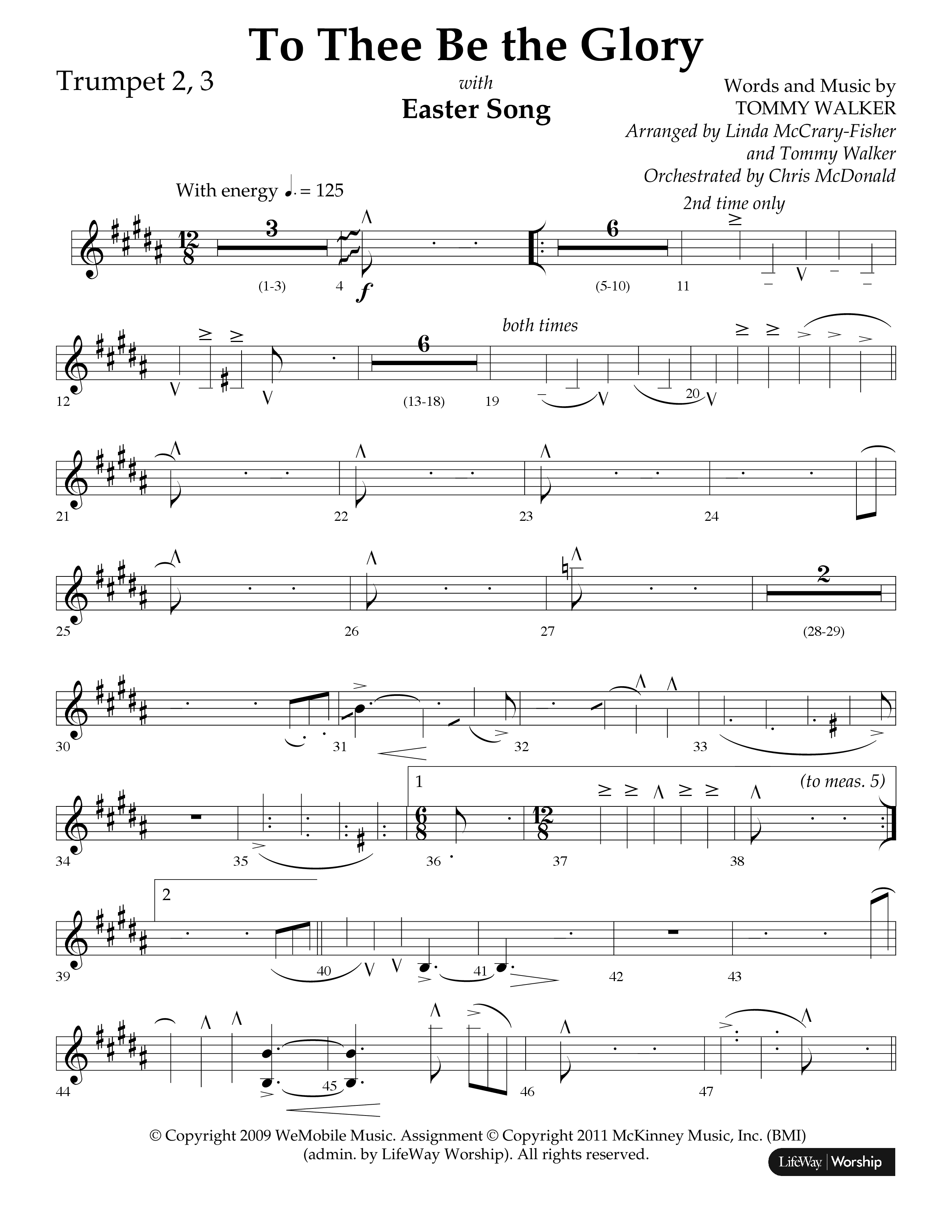 To Thee Be The Glory (with Easter Song) (Choral Anthem SATB) Trumpet 2/3 ()