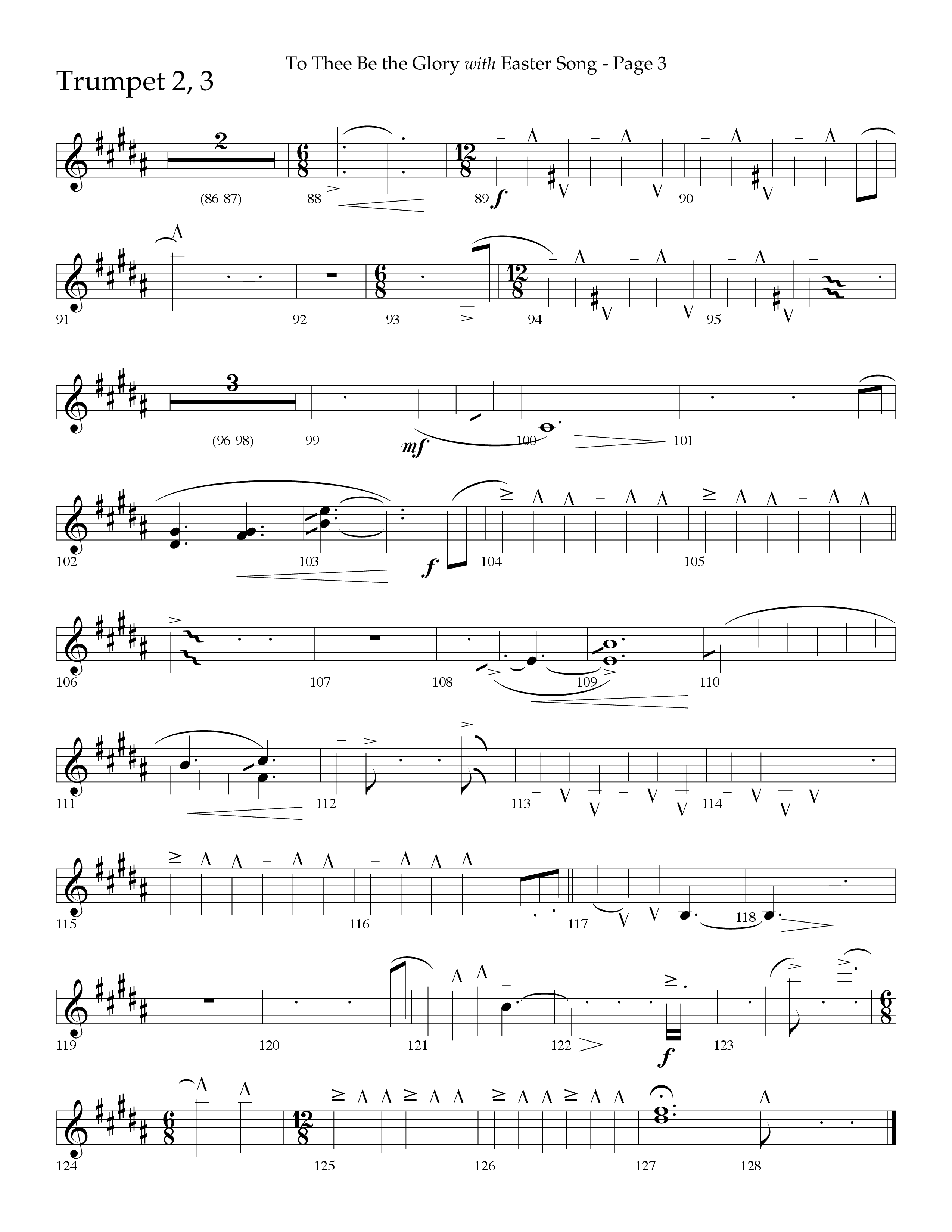 To Thee Be The Glory (with Easter Song) (Choral Anthem SATB) Trumpet 2/3 ()