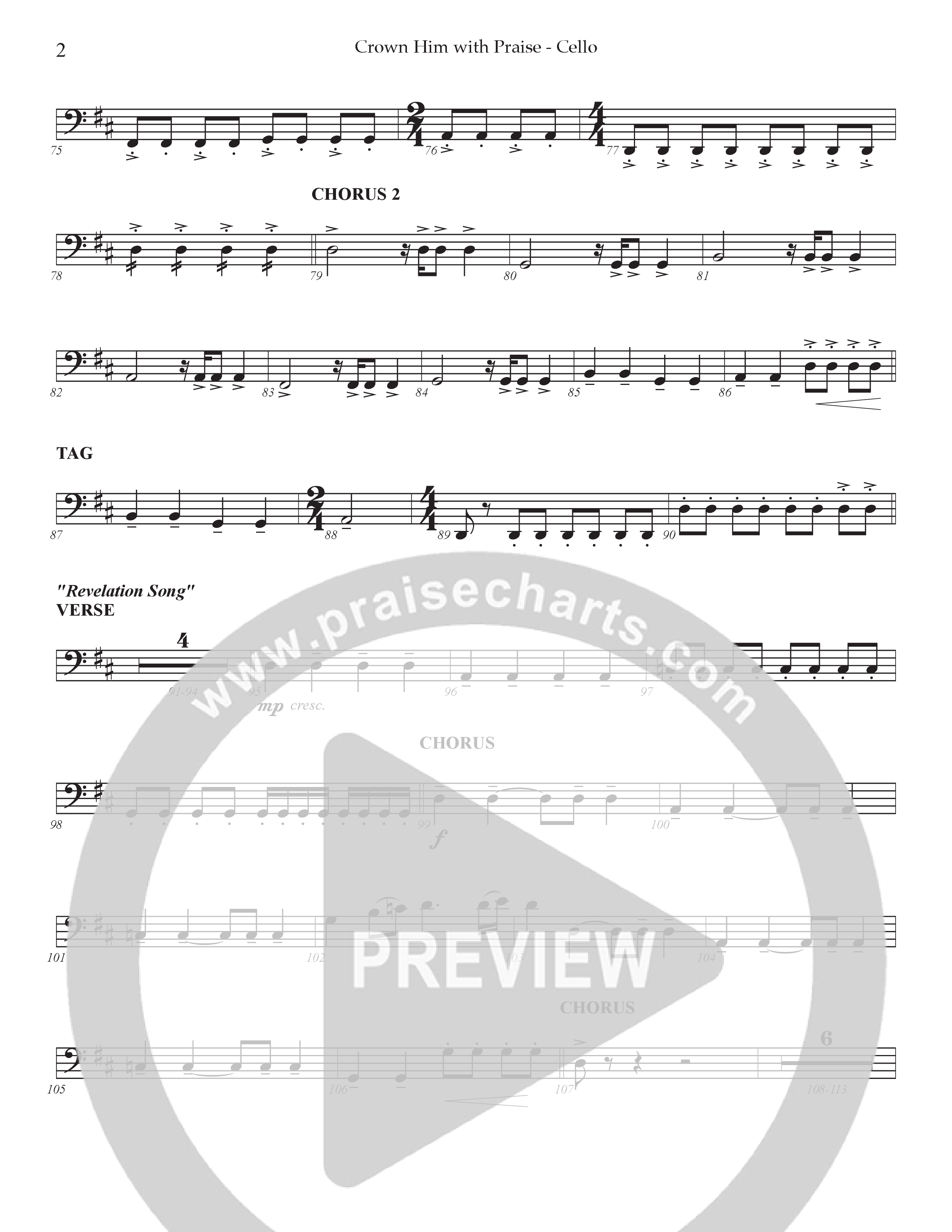 Crown Him With Praise (Choral Anthem SATB) Cello (Prestonwood Choir / Prestonwood Worship / Arr. Jonathan Walker / Orch. Johann Acuna)