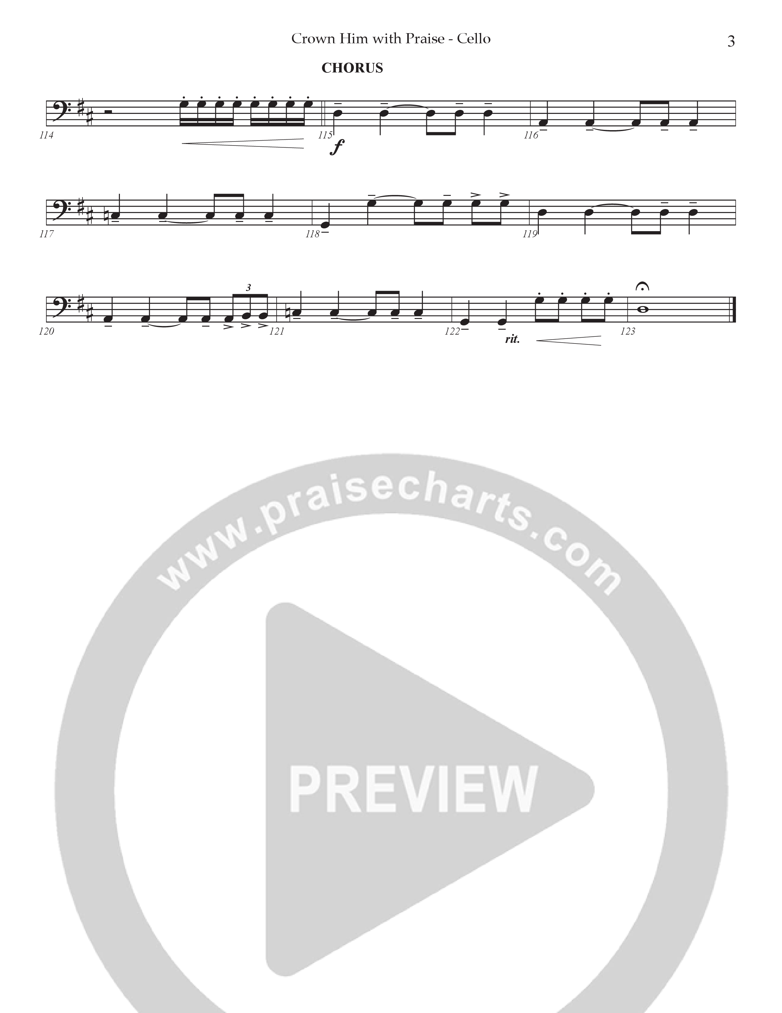 Crown Him With Praise (Choral Anthem SATB) Cello (Prestonwood Choir / Prestonwood Worship / Arr. Jonathan Walker / Orch. Johann Acuna)