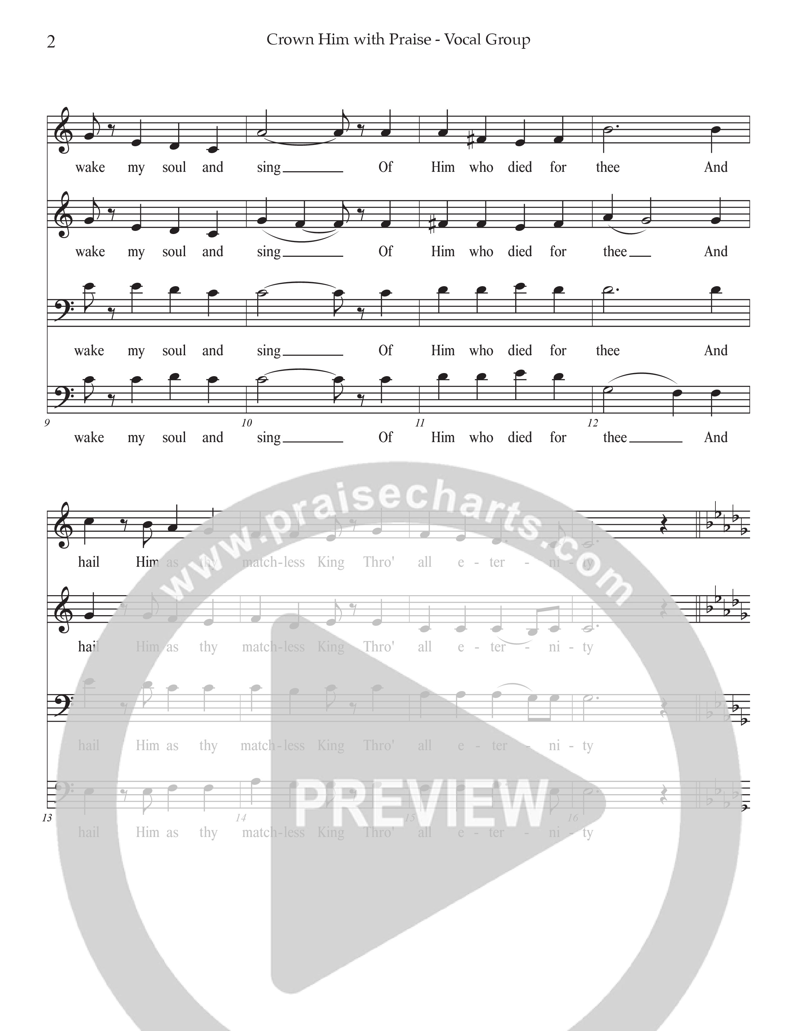 Crown Him With Praise (Choral Anthem SATB) Choir Vocals (SATB) (Prestonwood Choir / Prestonwood Worship / Arr. Jonathan Walker / Orch. Johann Acuna)