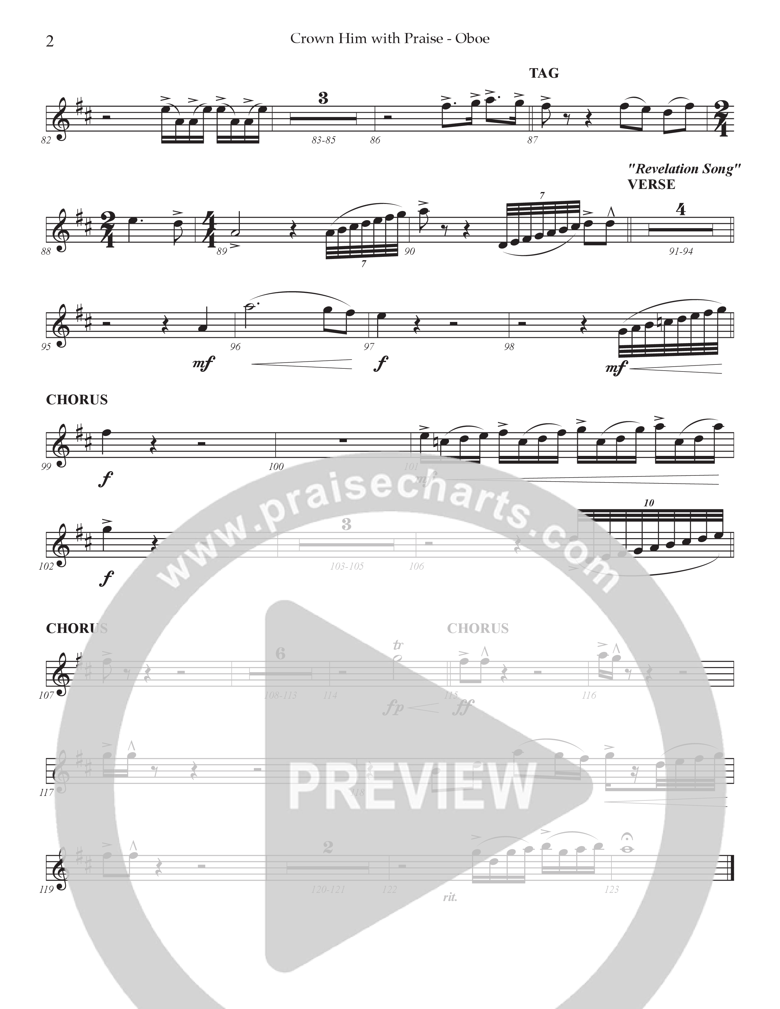 Crown Him With Praise (Choral Anthem SATB) Oboe (Prestonwood Choir / Prestonwood Worship / Arr. Jonathan Walker / Orch. Johann Acuna)