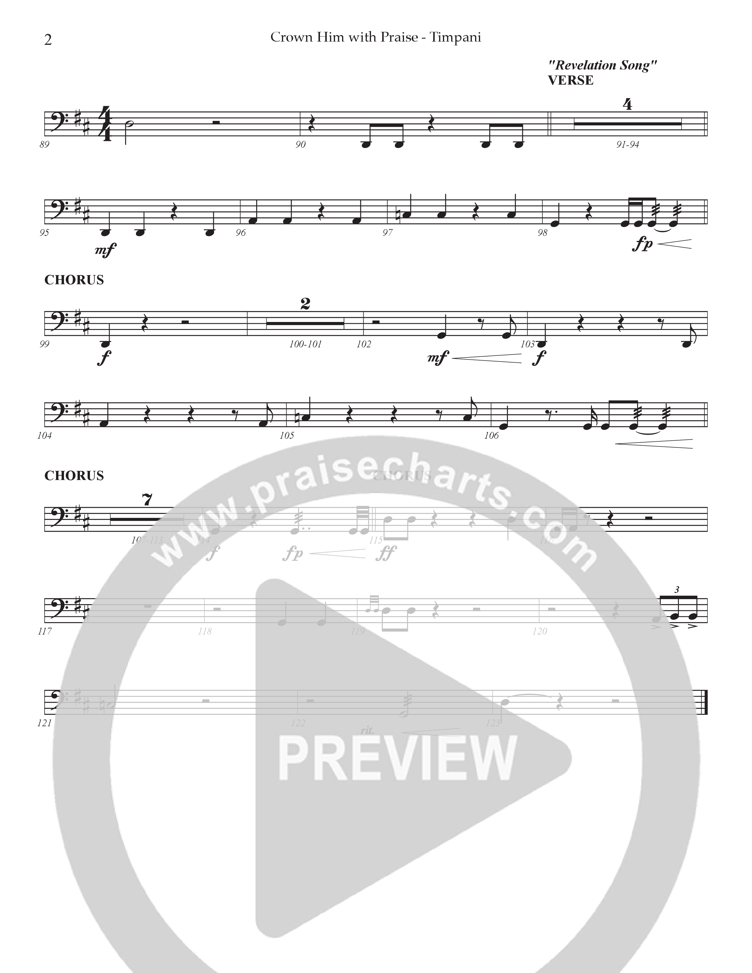 Crown Him With Praise (Choral Anthem SATB) Timpani (Prestonwood Choir / Prestonwood Worship / Arr. Jonathan Walker / Orch. Johann Acuna)