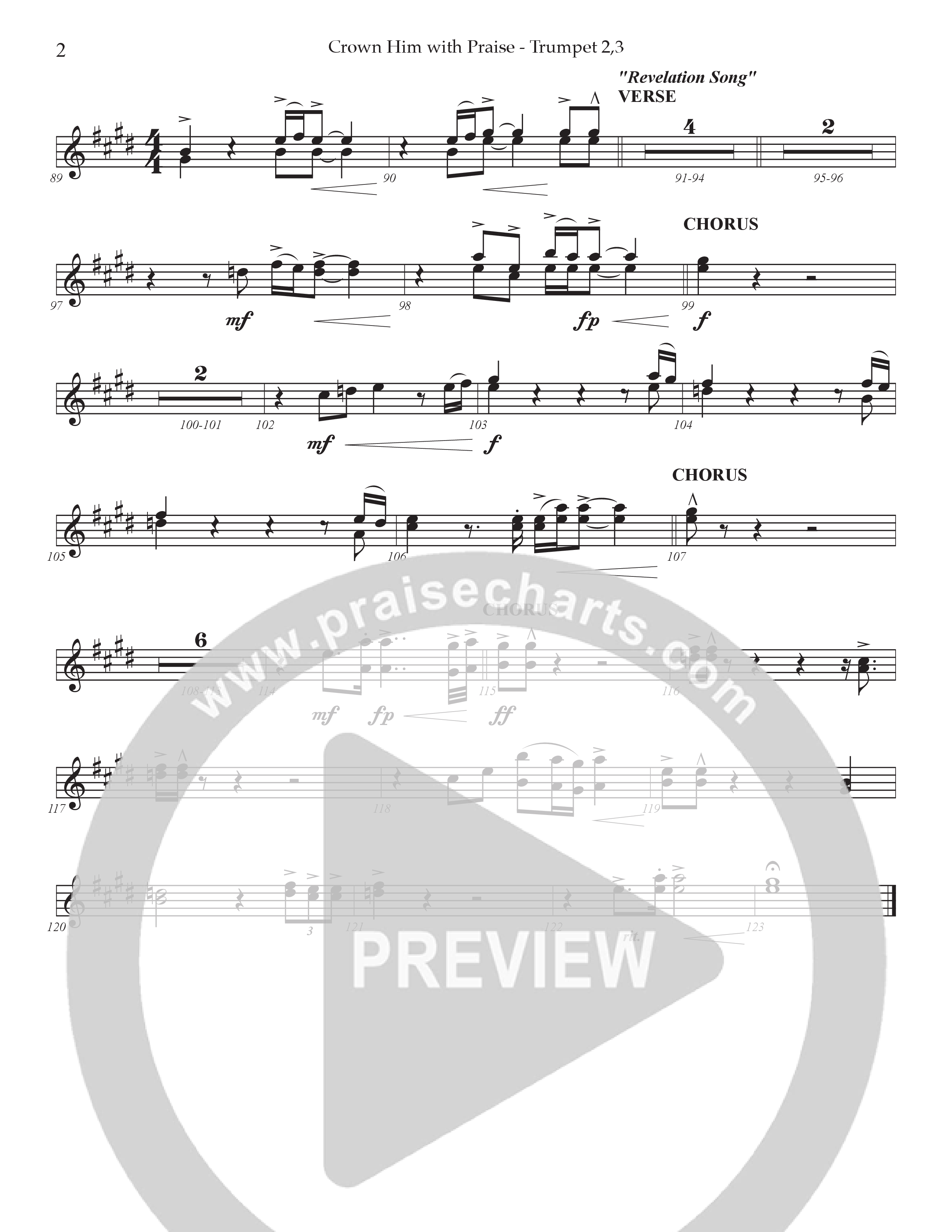 Crown Him With Praise (Choral Anthem SATB) Trumpet 2/3 (Prestonwood Choir / Prestonwood Worship / Arr. Jonathan Walker / Orch. Johann Acuna)