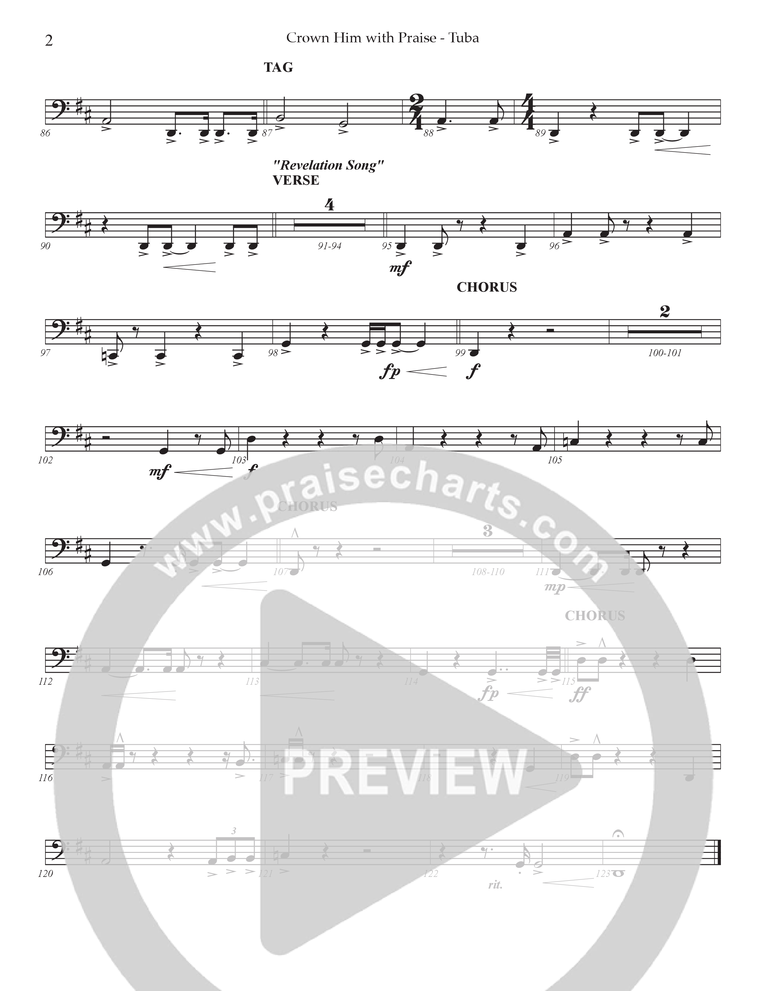 Crown Him With Praise (Choral Anthem SATB) Tuba (Prestonwood Choir / Prestonwood Worship / Arr. Jonathan Walker / Orch. Johann Acuna)