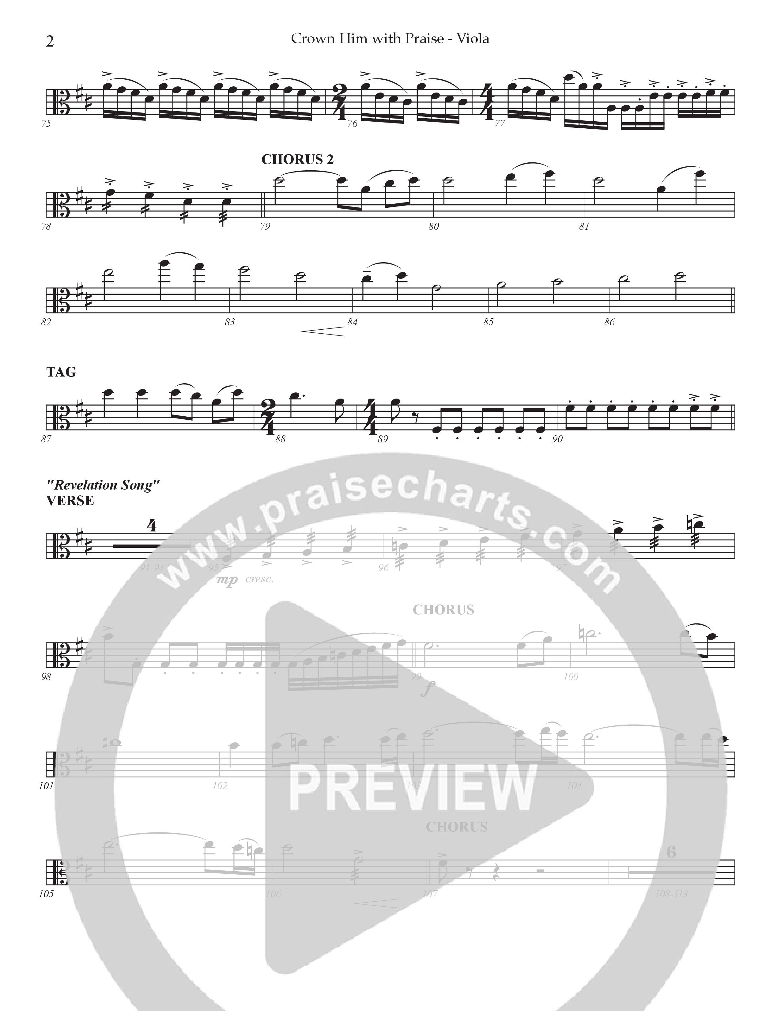 Crown Him With Praise (Choral Anthem SATB) Viola (Prestonwood Choir / Prestonwood Worship / Arr. Jonathan Walker / Orch. Johann Acuna)