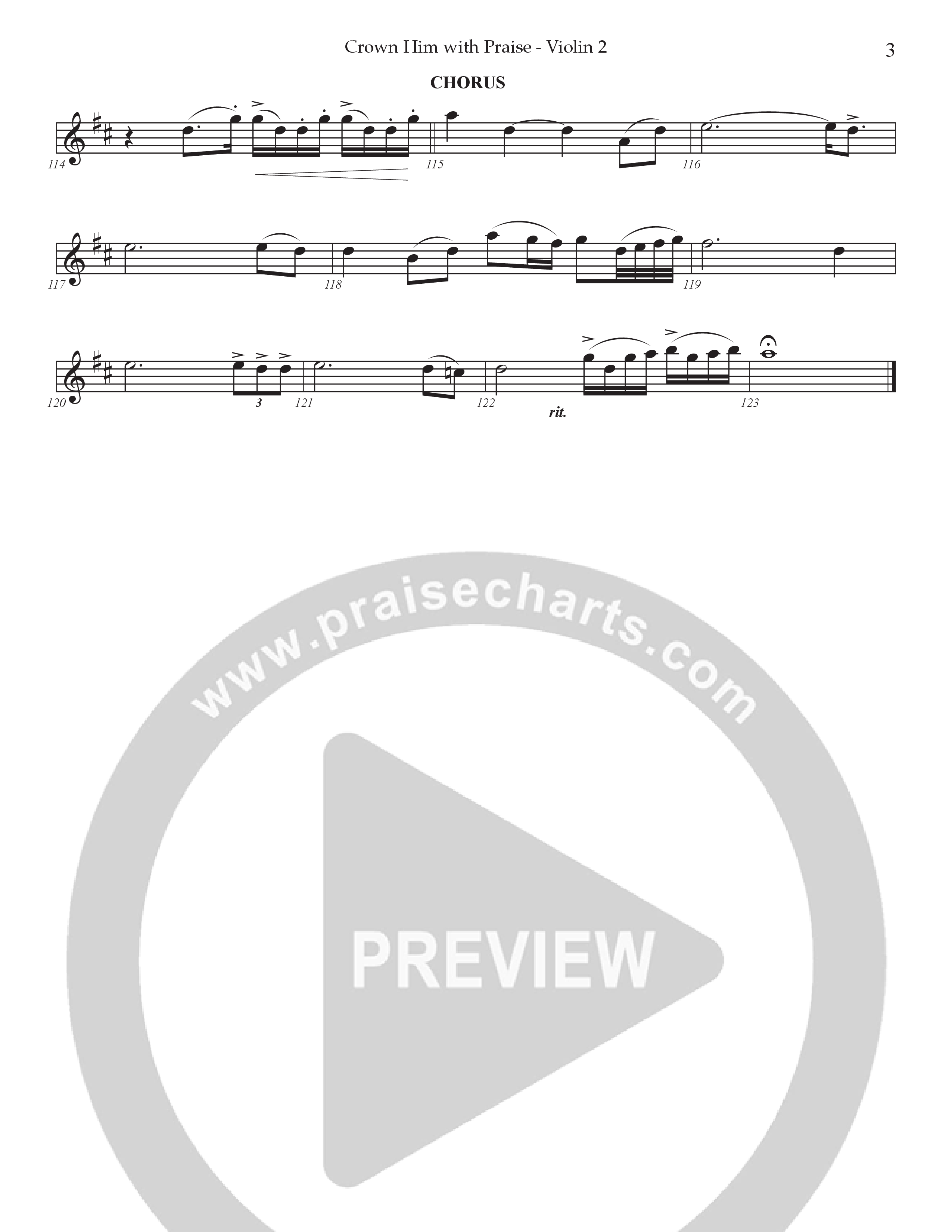 Crown Him With Praise (Choral Anthem SATB) Violin 2 (Prestonwood Choir / Prestonwood Worship / Arr. Jonathan Walker / Orch. Johann Acuna)