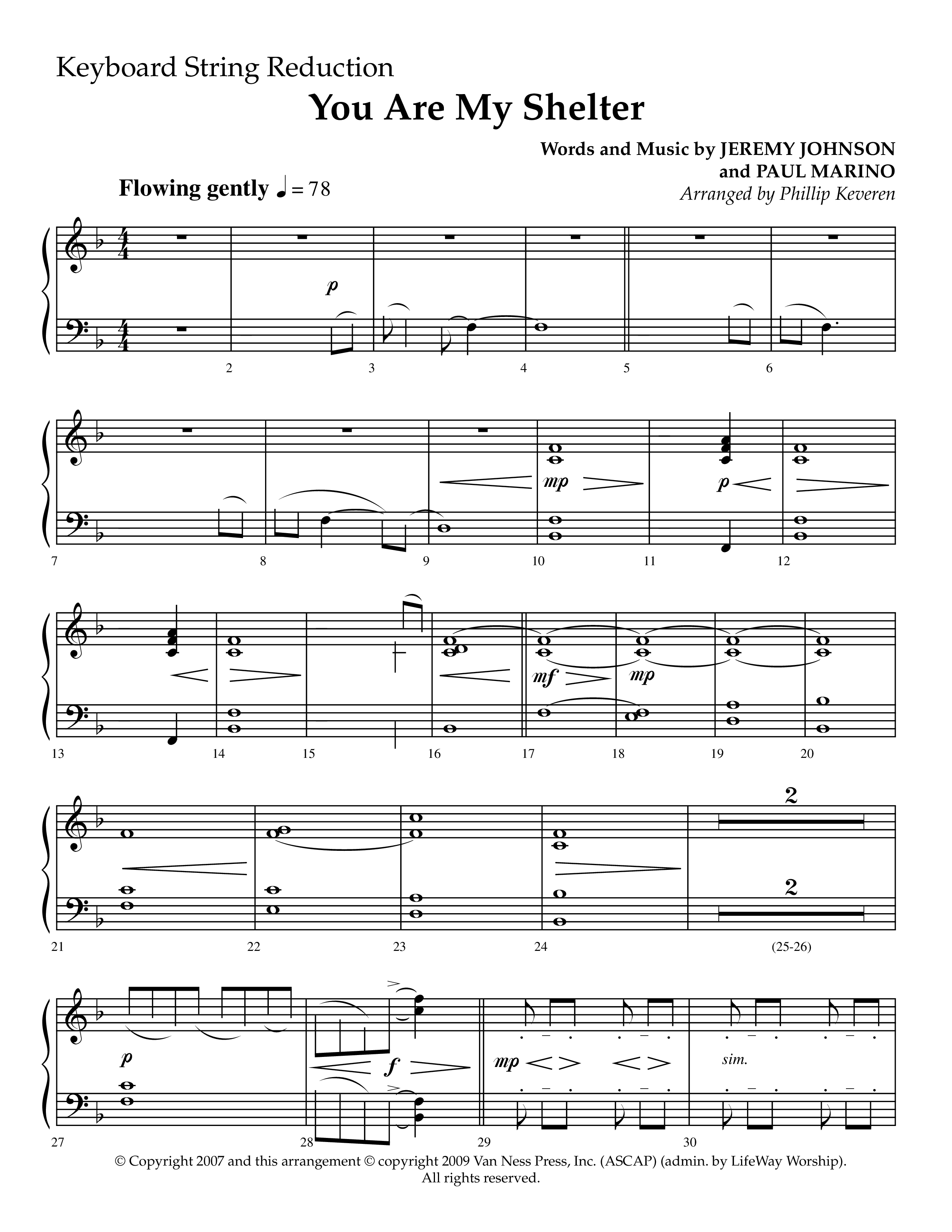 You Are My Shelter (Choral Anthem SATB) String Reduction (Lifeway Choral / Arr. Phillip Keveren)