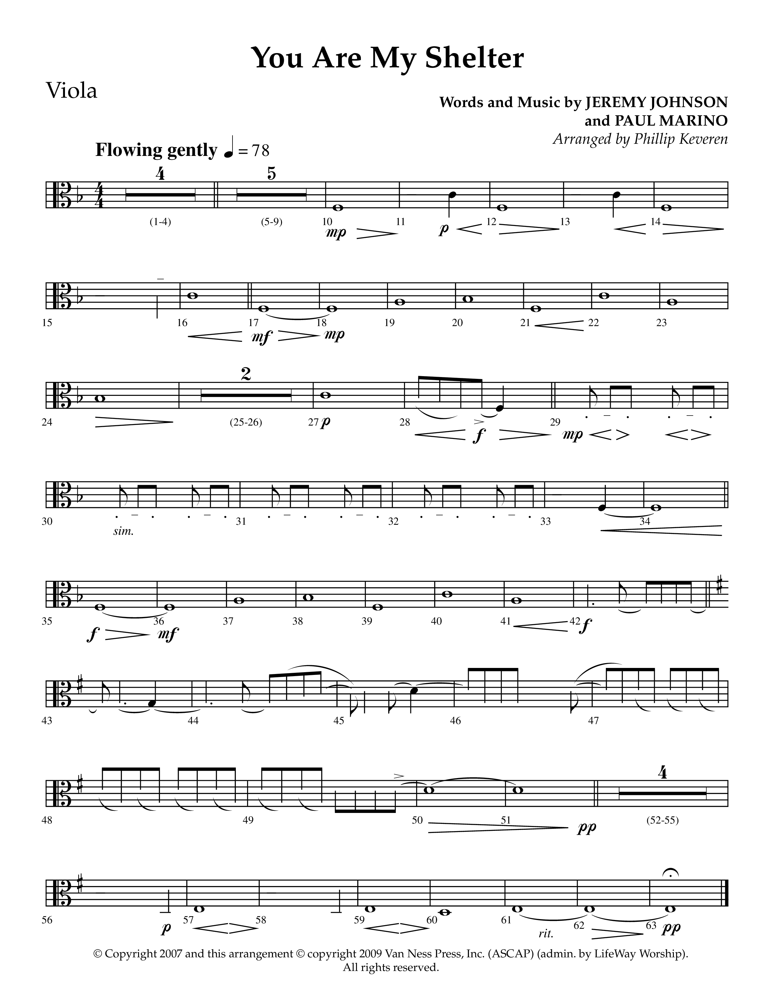 You Are My Shelter (Choral Anthem SATB) Viola (Lifeway Choral / Arr. Phillip Keveren)