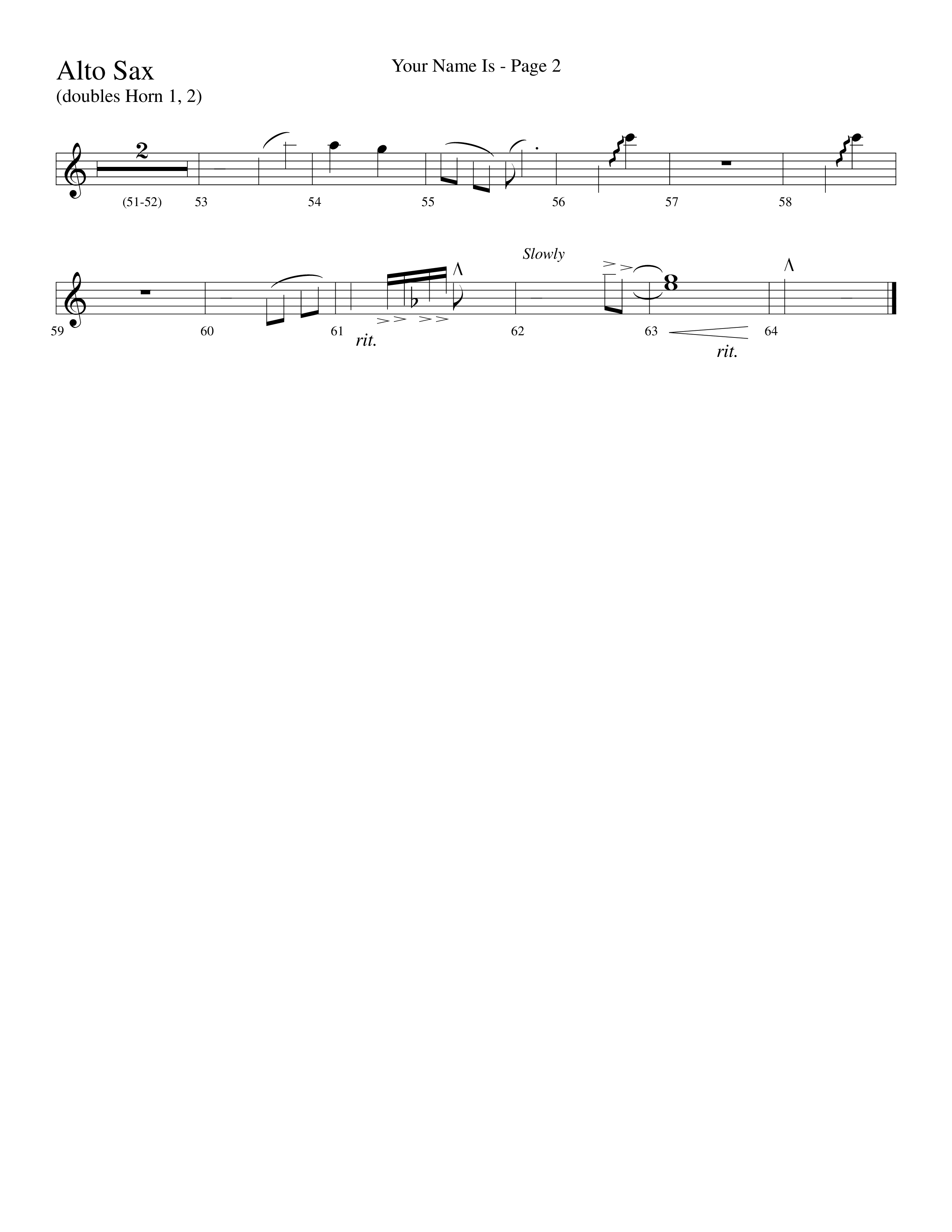 Your Name Is (Choral Anthem SATB) Alto Sax (Lifeway Choral / Arr. Dave Williamson)