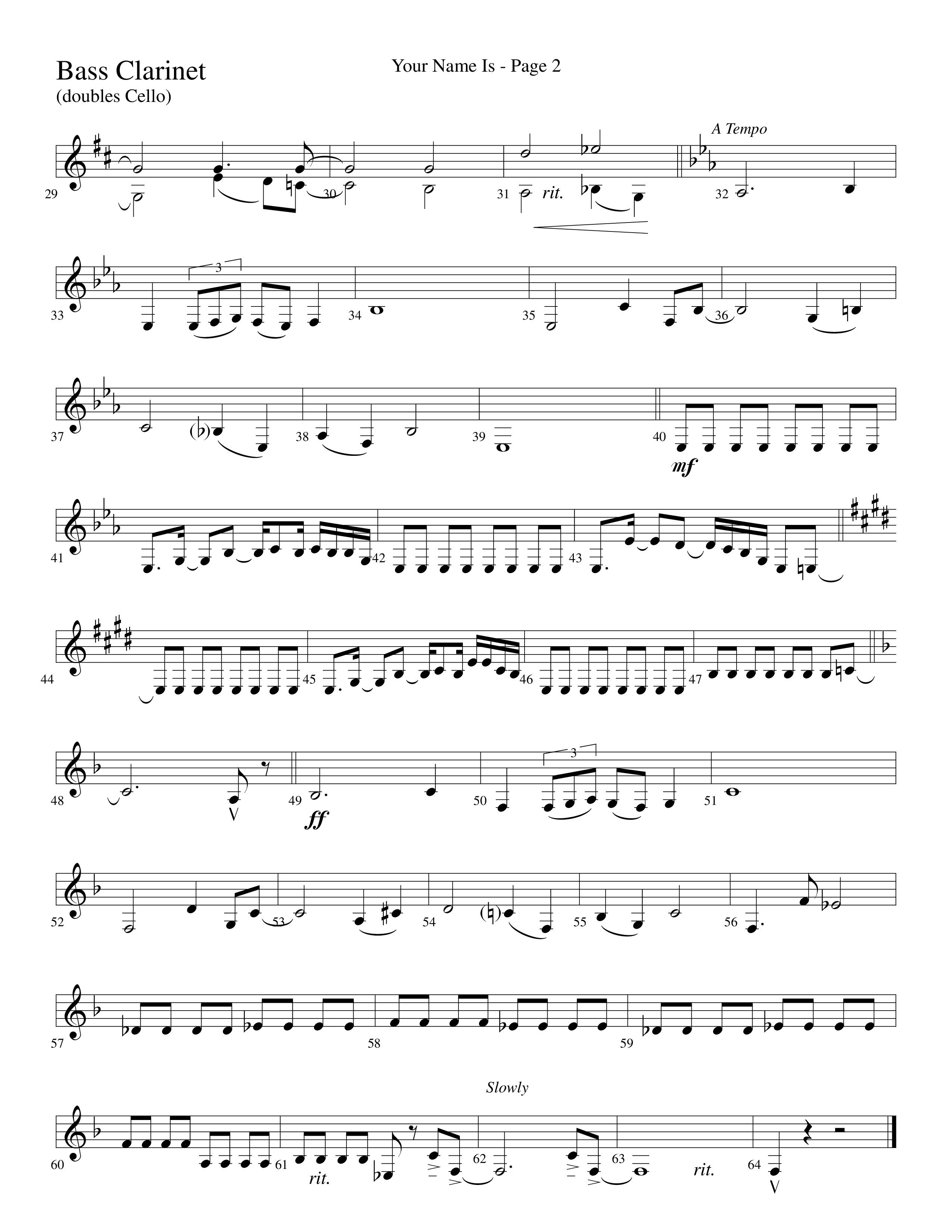 Your Name Is (Choral Anthem SATB) Bass Clarinet (Lifeway Choral / Arr. Dave Williamson)