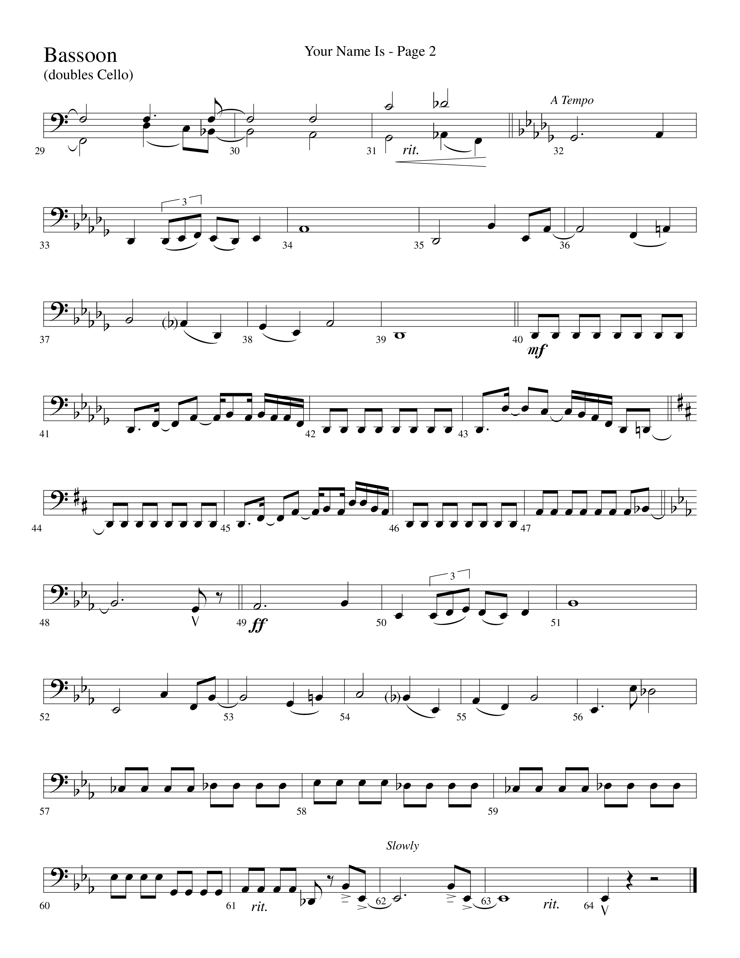Your Name Is (Choral Anthem SATB) Bassoon (Lifeway Choral / Arr. Dave Williamson)