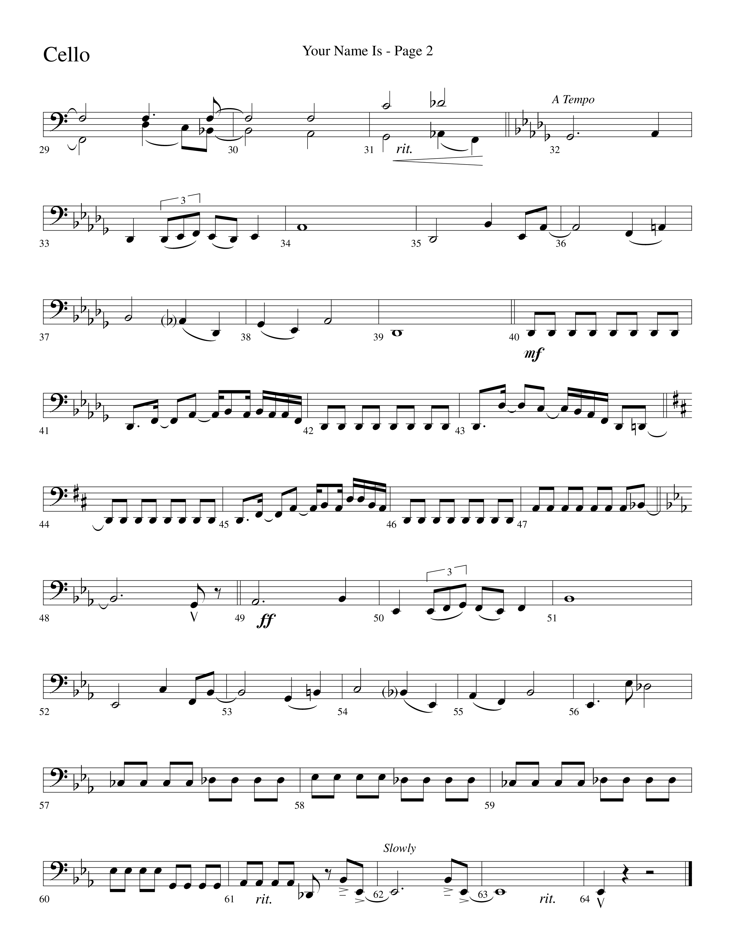 Your Name Is (Choral Anthem SATB) Cello (Lifeway Choral / Arr. Dave Williamson)