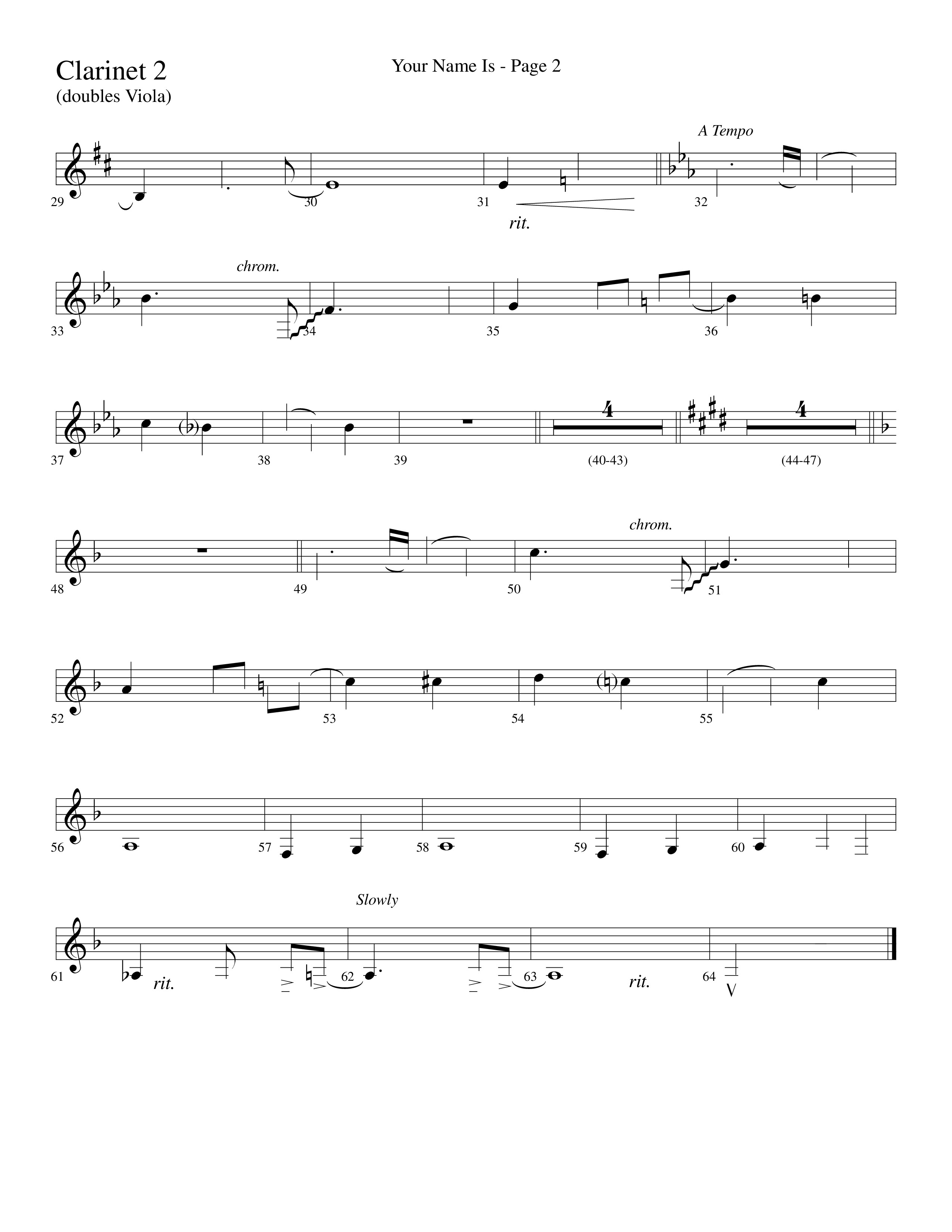 Your Name Is (Choral Anthem SATB) Clarinet 1/2 (Lifeway Choral / Arr. Dave Williamson)
