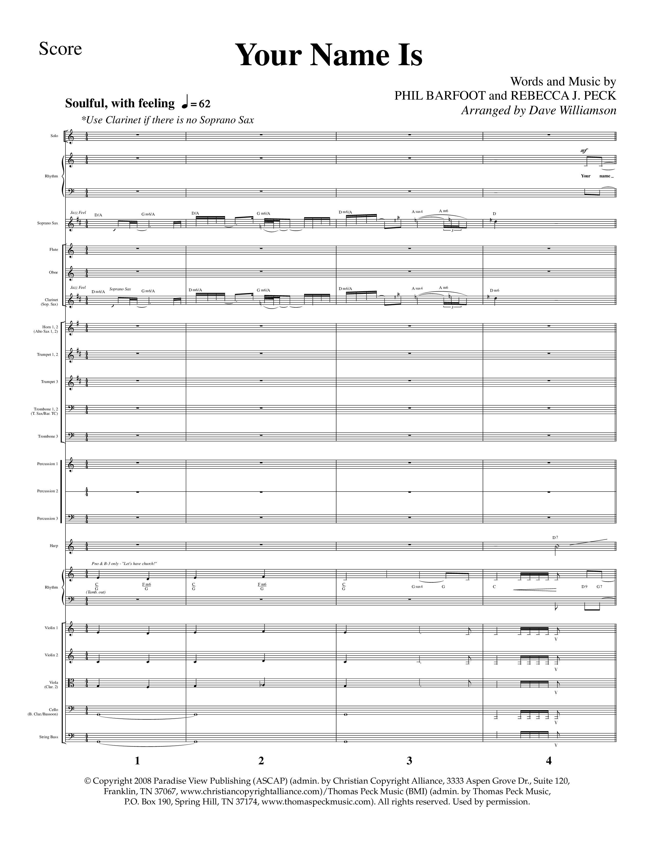 Your Name Is (Choral Anthem SATB) Orchestration (Lifeway Choral / Arr. Dave Williamson)