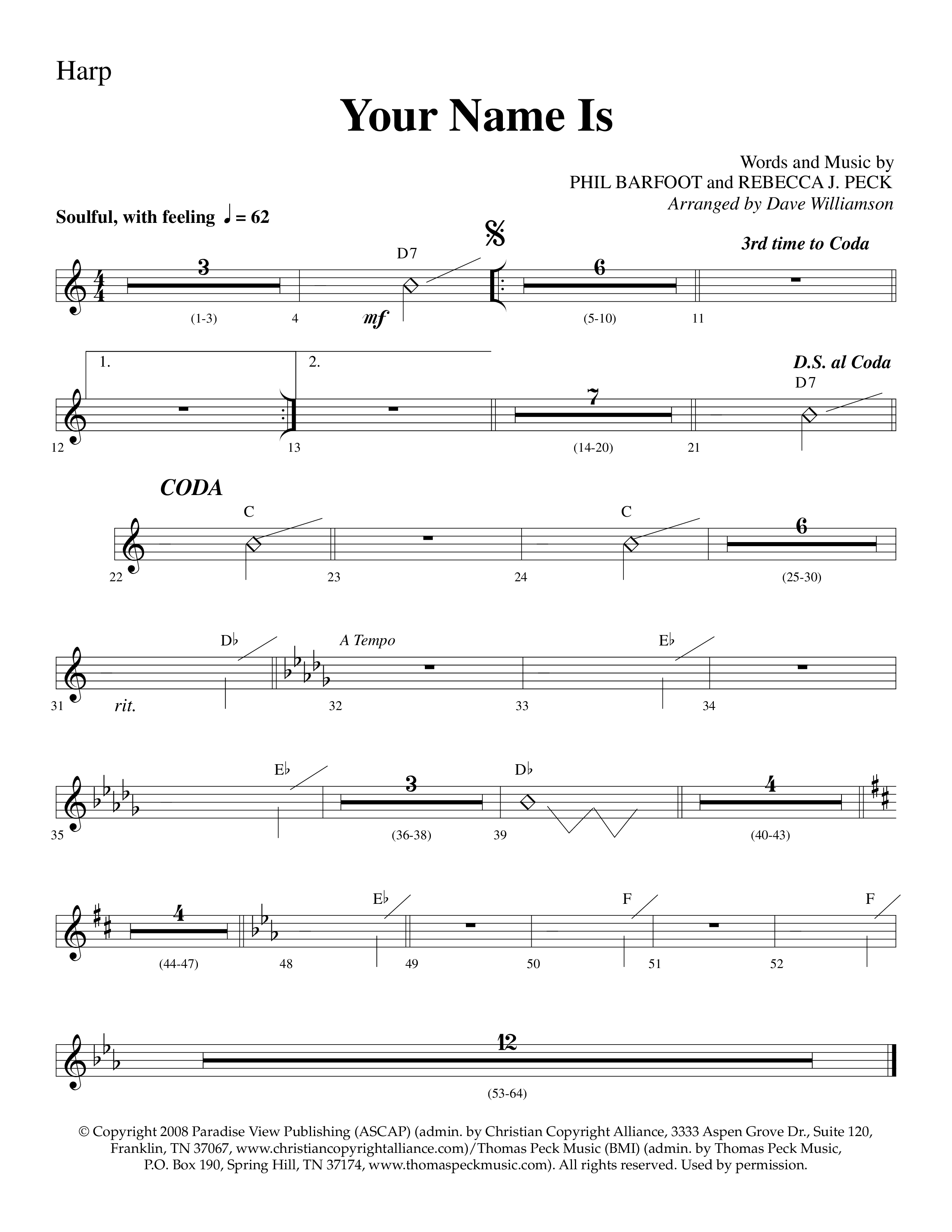 Your Name Is (Choral Anthem SATB) Harp (Lifeway Choral / Arr. Dave Williamson)