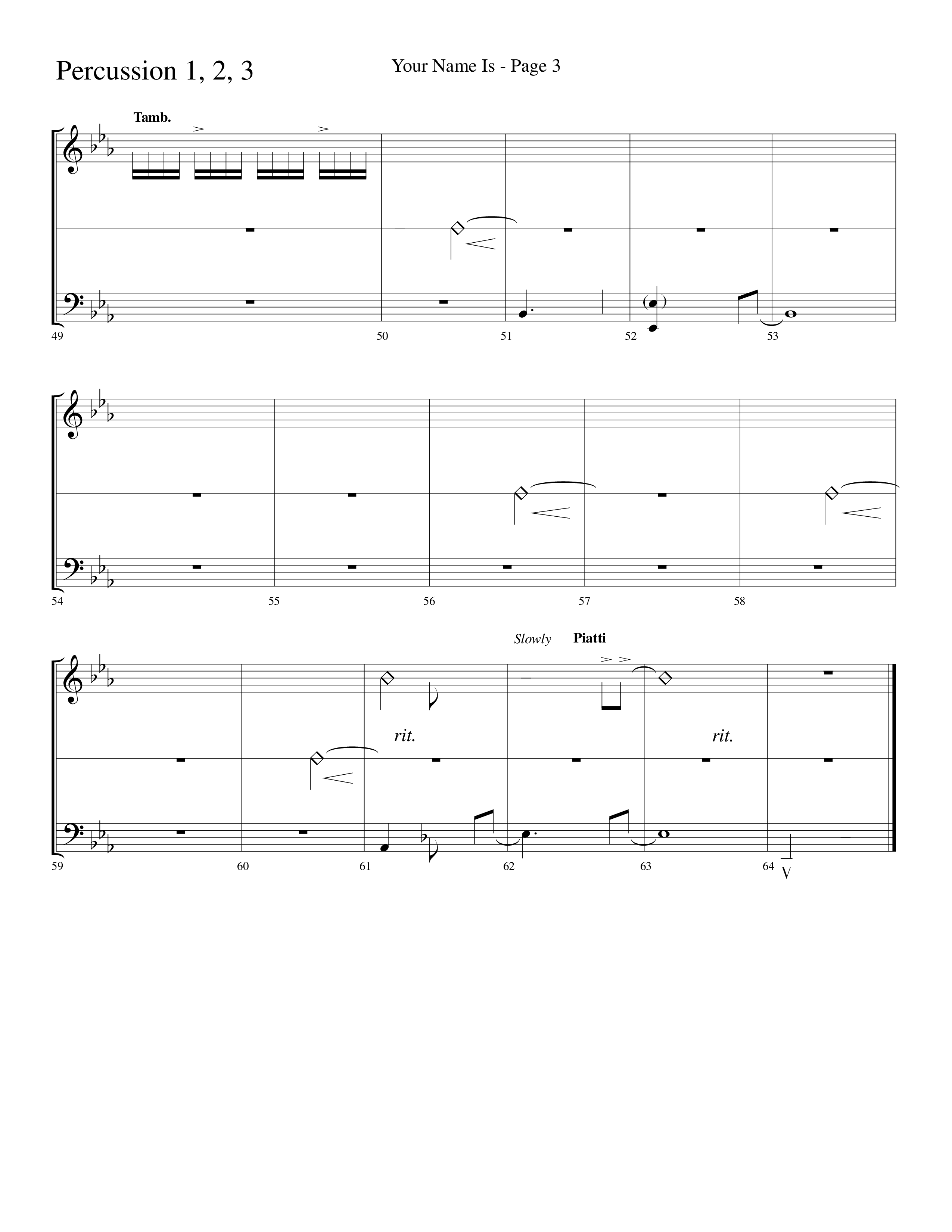 Your Name Is (Choral Anthem SATB) Percussion 1/2 (Lifeway Choral / Arr. Dave Williamson)