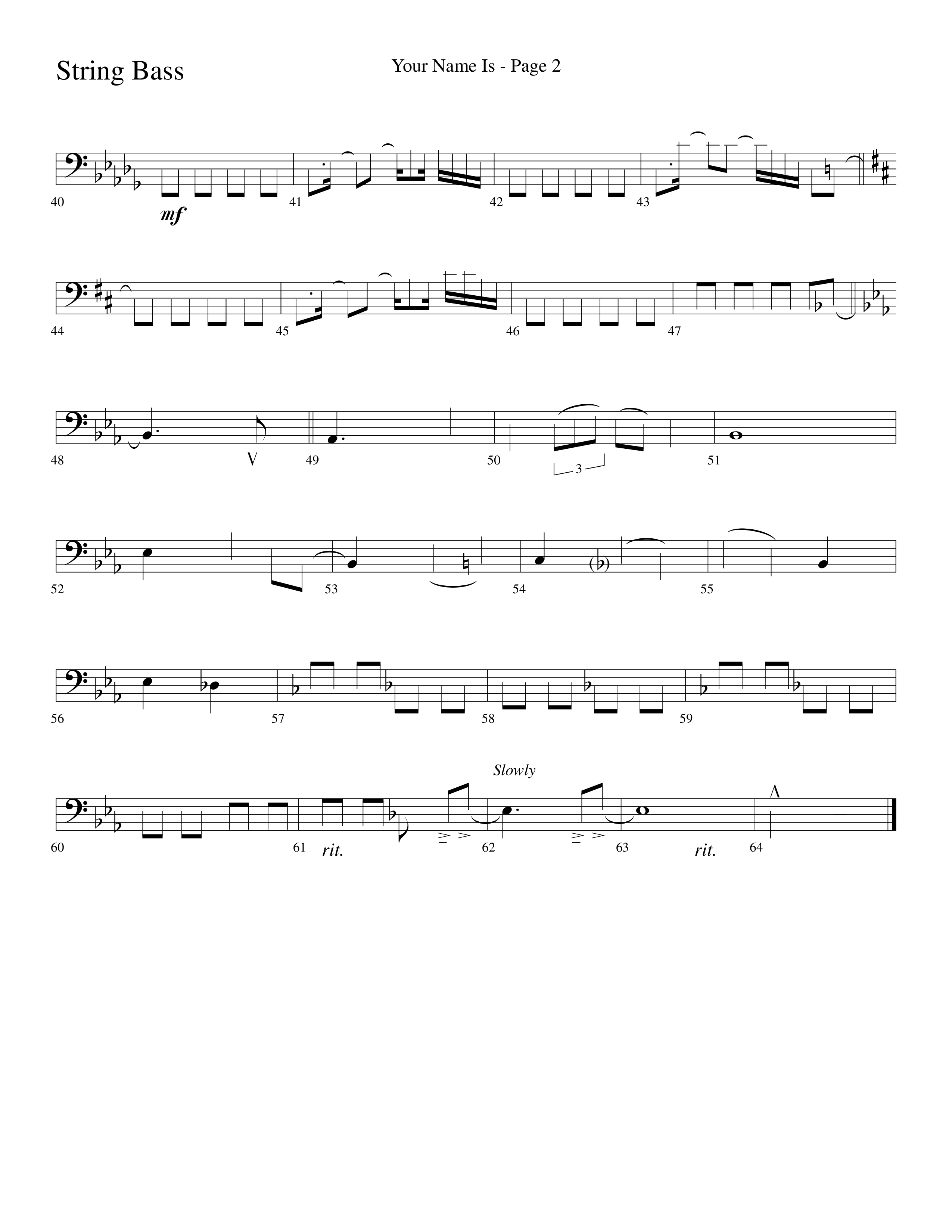 Your Name Is (Choral Anthem SATB) String Bass (Lifeway Choral / Arr. Dave Williamson)