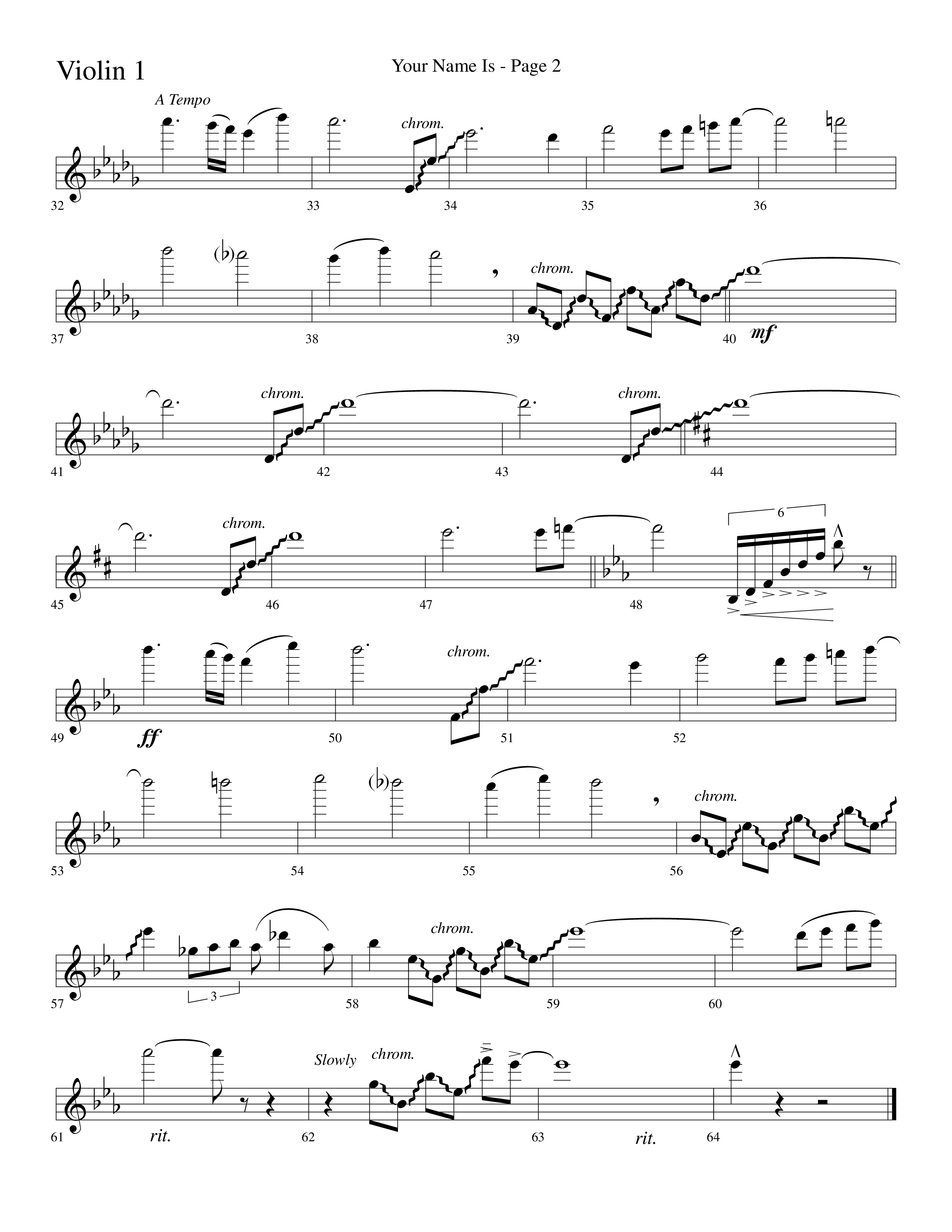 Your Name Is (Choral Anthem SATB) Violin 1 (Lifeway Choral / Arr. Dave Williamson)