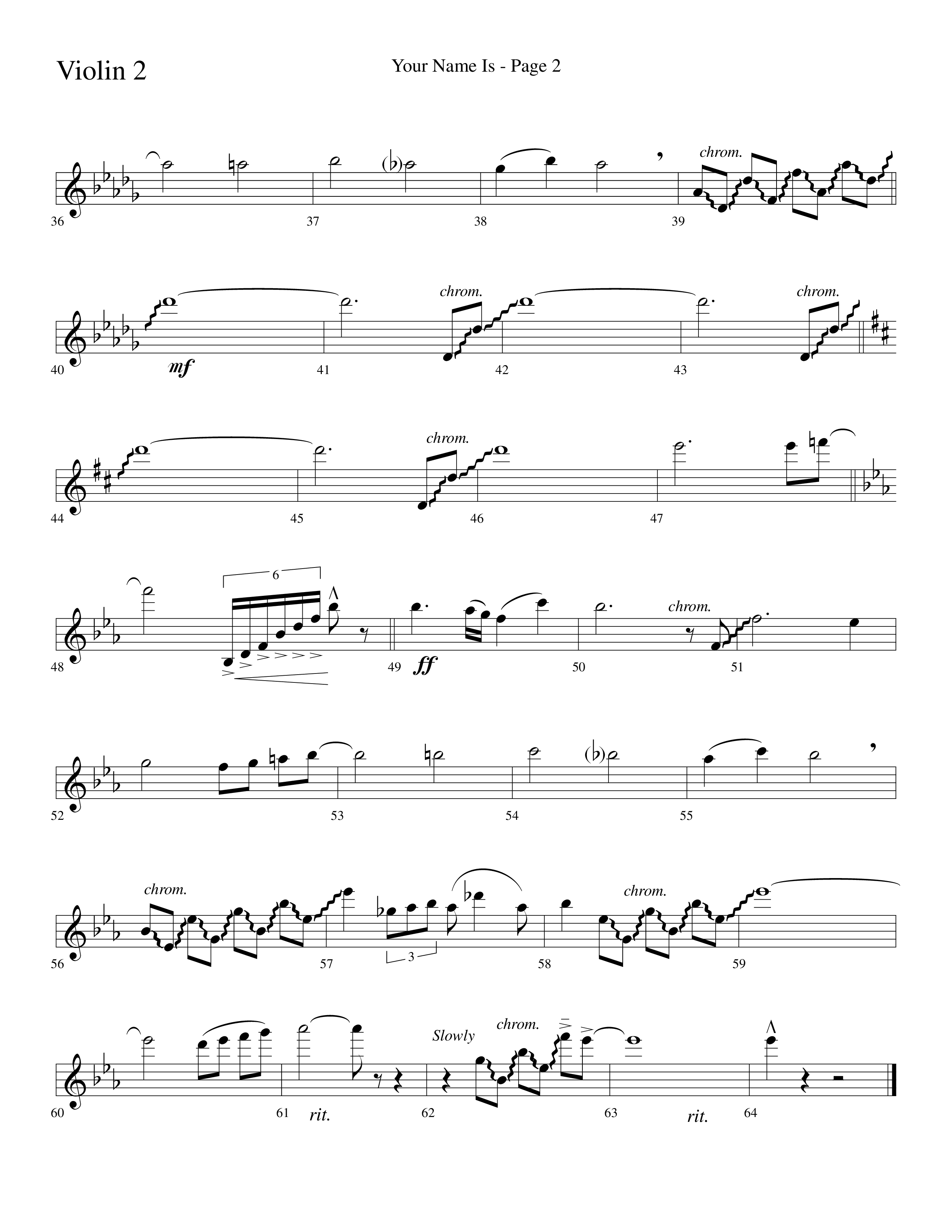 Your Name Is (Choral Anthem SATB) Violin 2 (Lifeway Choral / Arr. Dave Williamson)