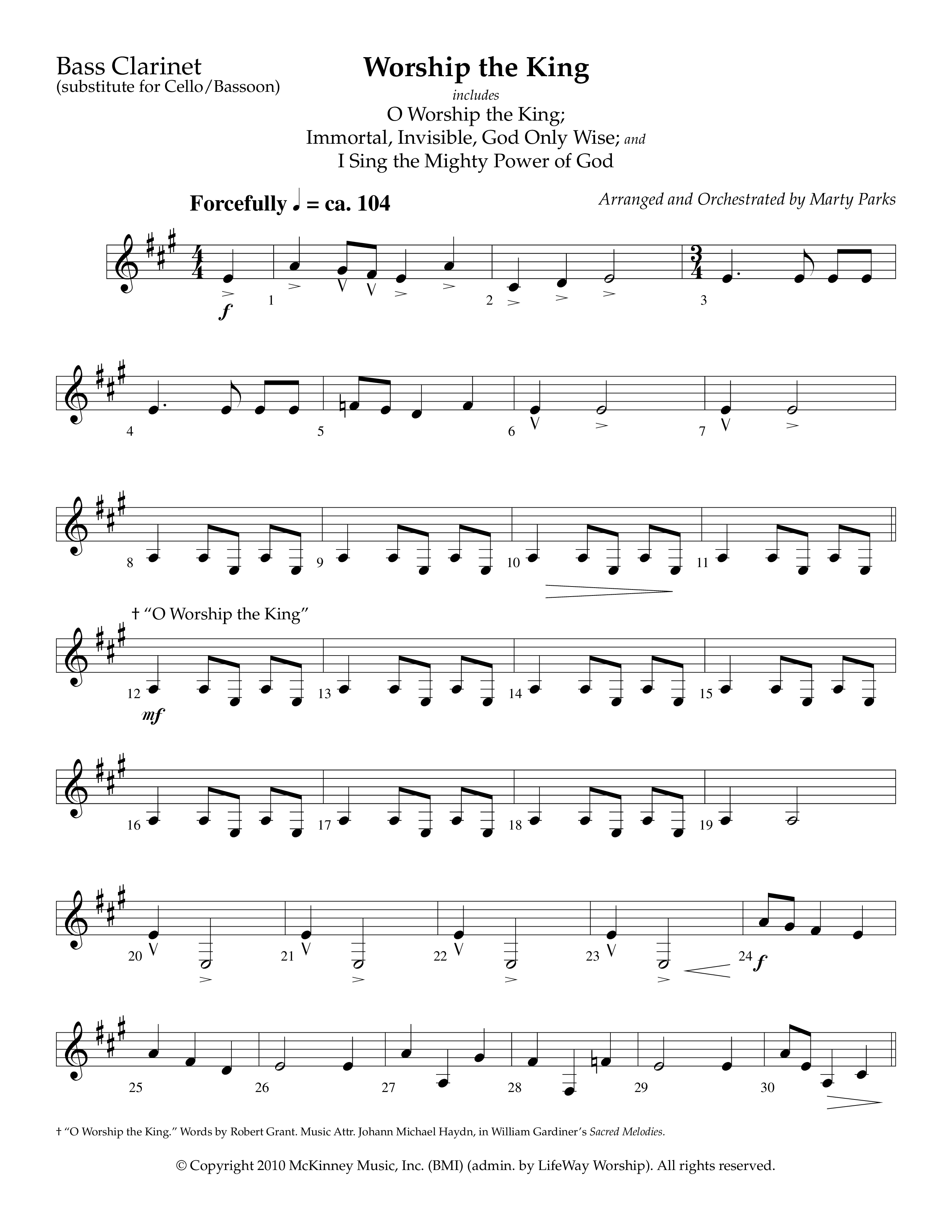 Worship The King (Choral Anthem SATB) Bass Clarinet (Lifeway Choral / Arr. Marty Parks)