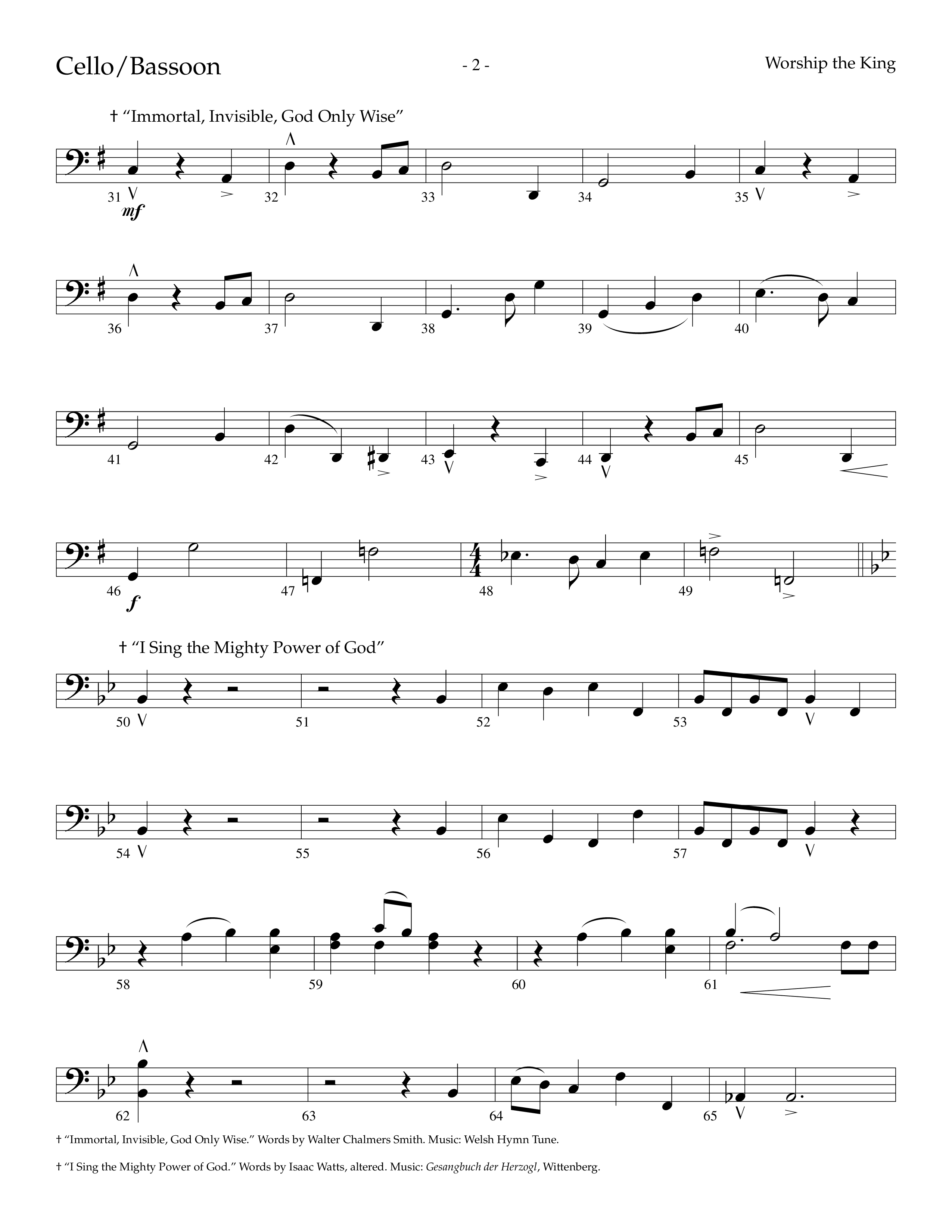 Worship The King (Choral Anthem SATB) Cello (Lifeway Choral / Arr. Marty Parks)