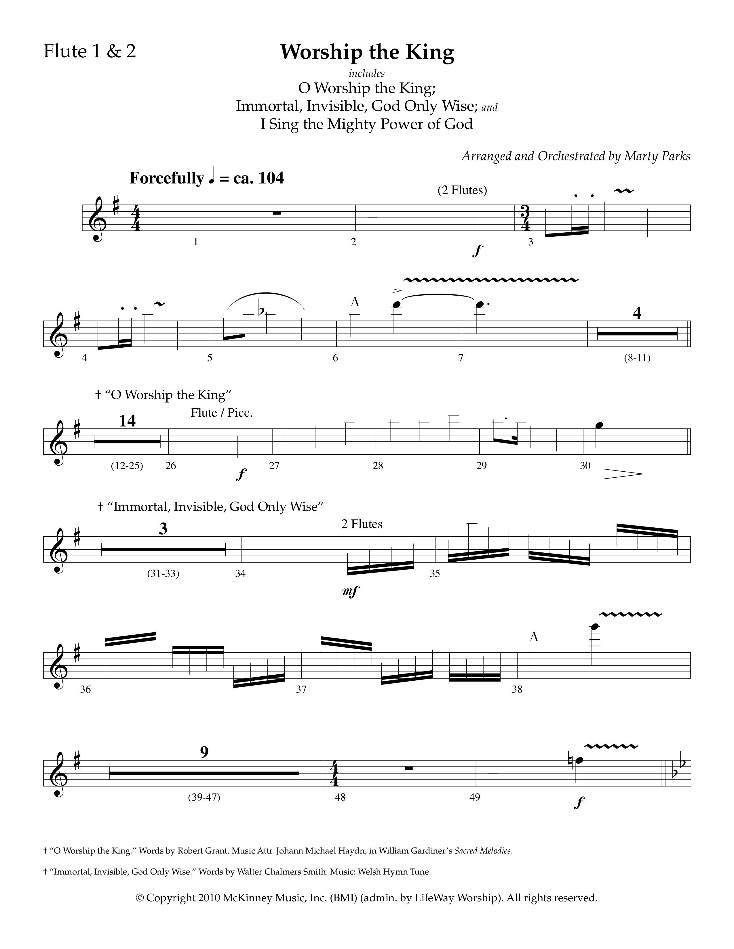 Worship The King (Choral Anthem SATB) Flute 1/2 (Lifeway Choral / Arr. Marty Parks)