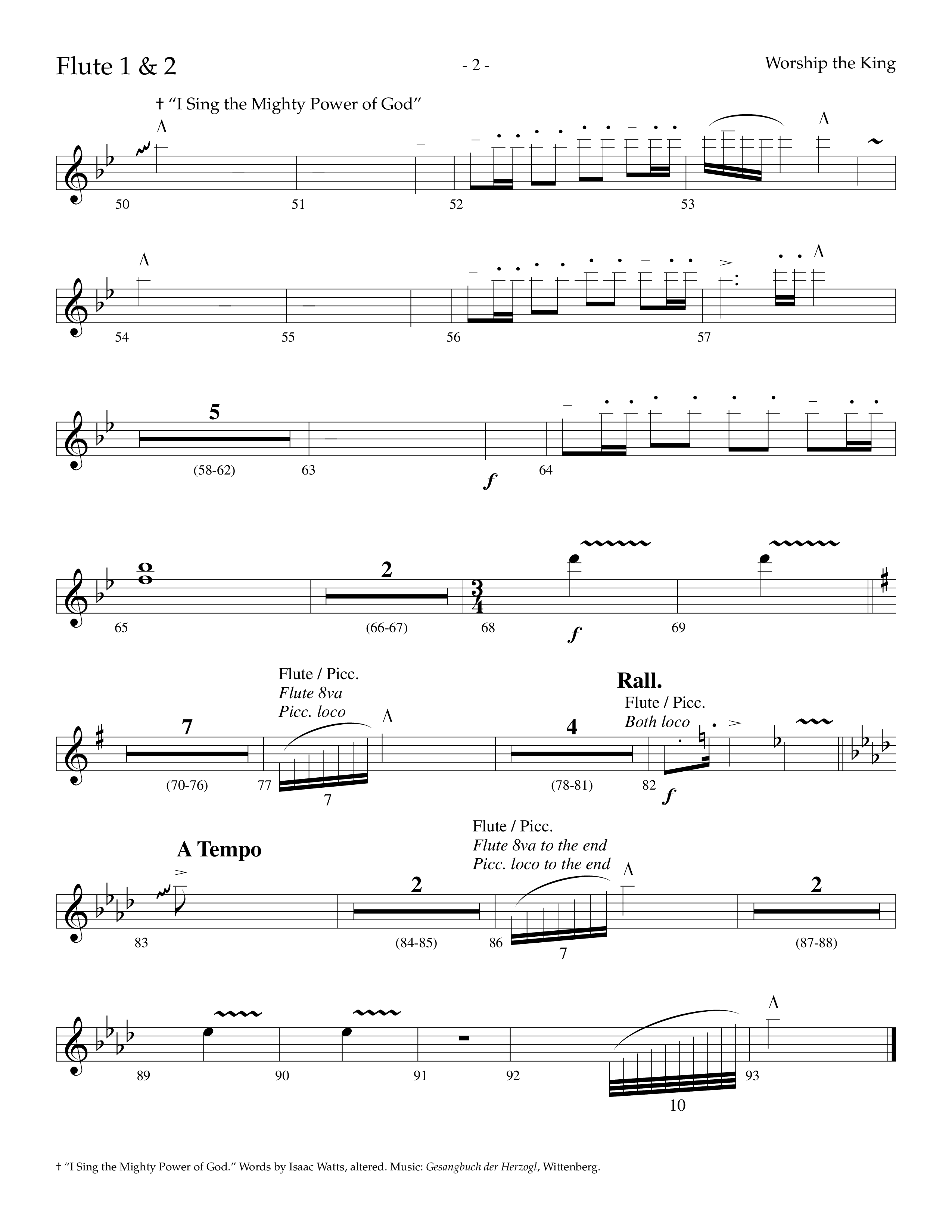 Worship The King (Choral Anthem SATB) Flute 1/2 (Lifeway Choral / Arr. Marty Parks)