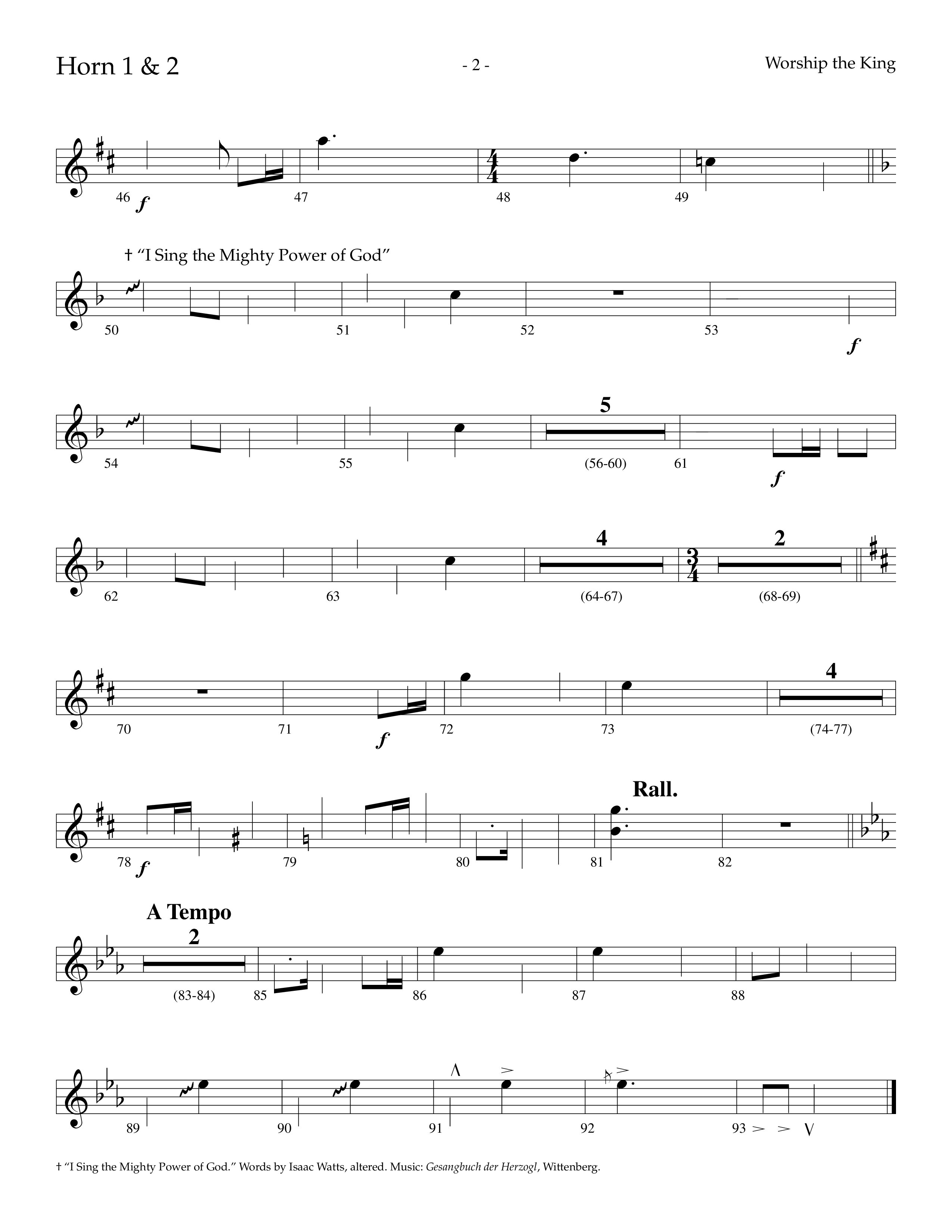 Worship The King (Choral Anthem SATB) French Horn 1/2 (Lifeway Choral / Arr. Marty Parks)