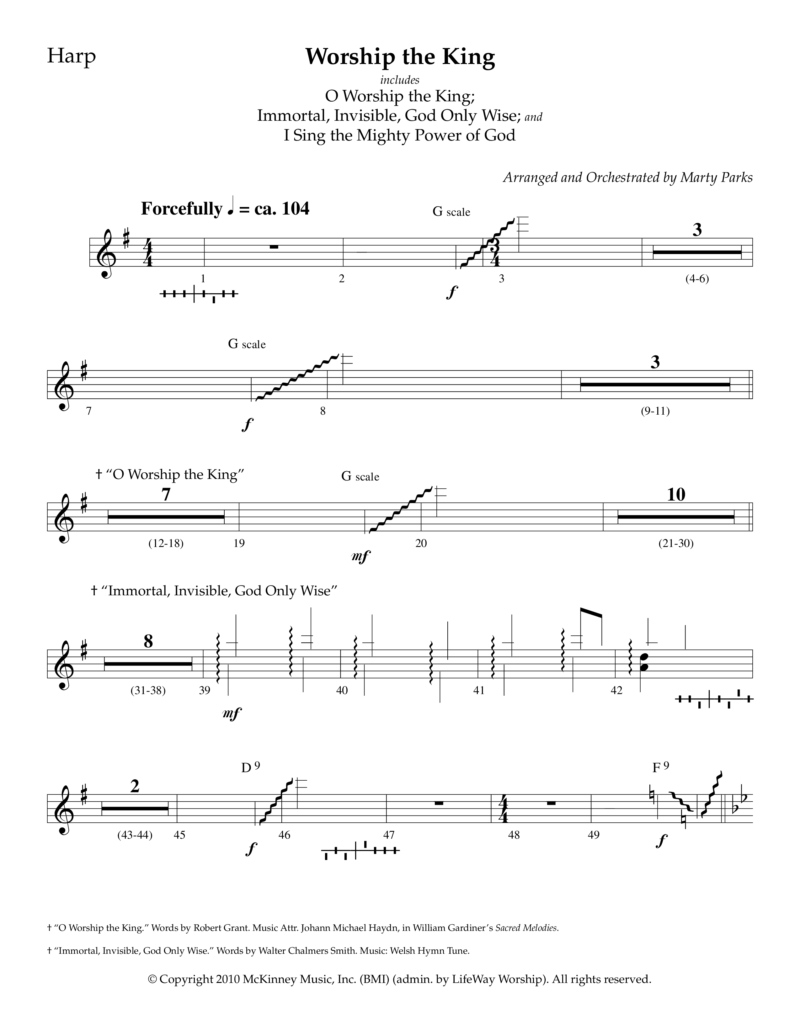 Worship The King (Choral Anthem SATB) Harp (Lifeway Choral / Arr. Marty Parks)