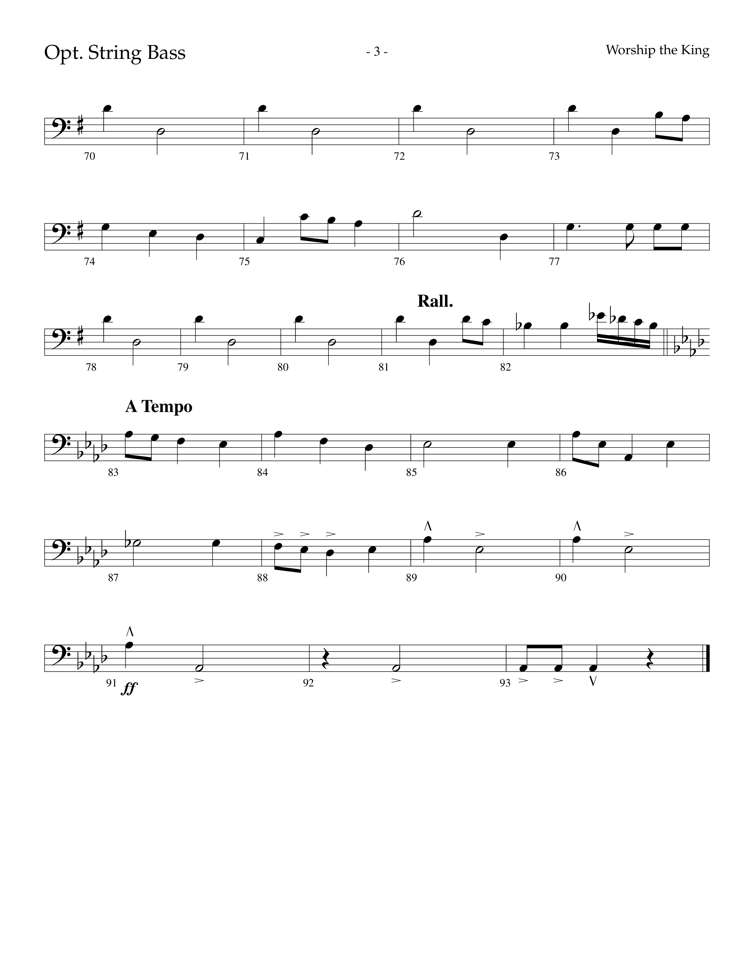 Worship The King (Choral Anthem SATB) String Bass (Lifeway Choral / Arr. Marty Parks)