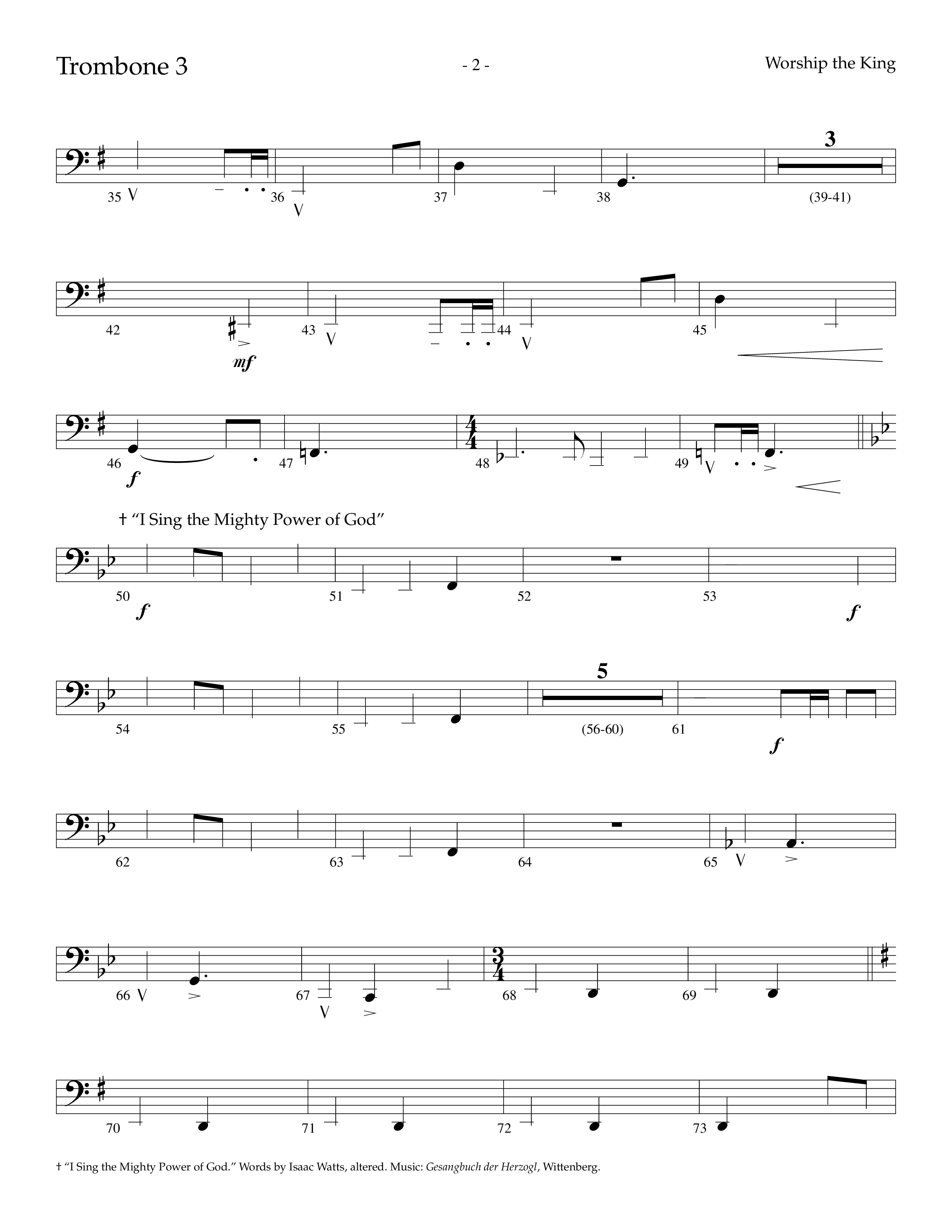 Worship The King (Choral Anthem SATB) Trombone 3 (Lifeway Choral / Arr. Marty Parks)