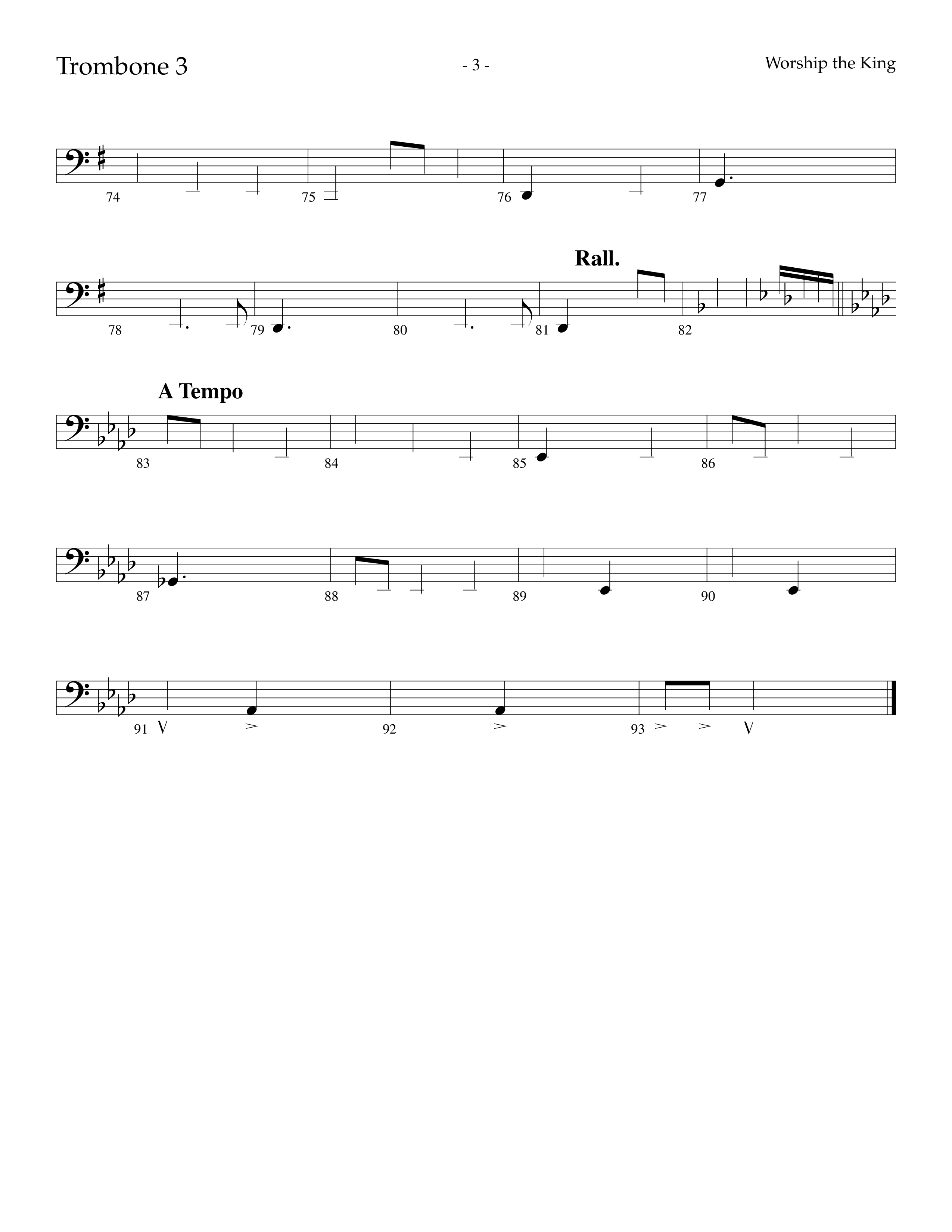 Worship The King (Choral Anthem SATB) Trombone 3 (Lifeway Choral / Arr. Marty Parks)