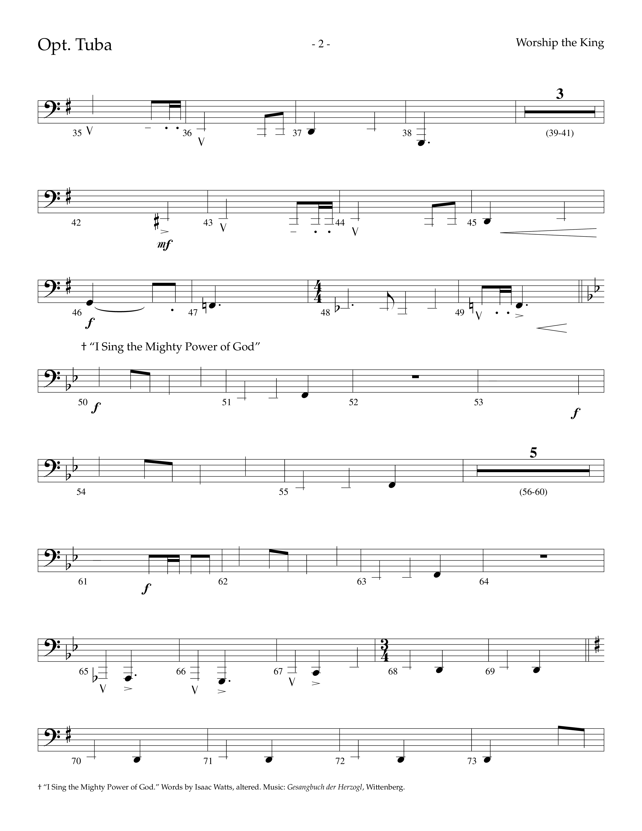 Worship The King (Choral Anthem SATB) Tuba (Lifeway Choral / Arr. Marty Parks)