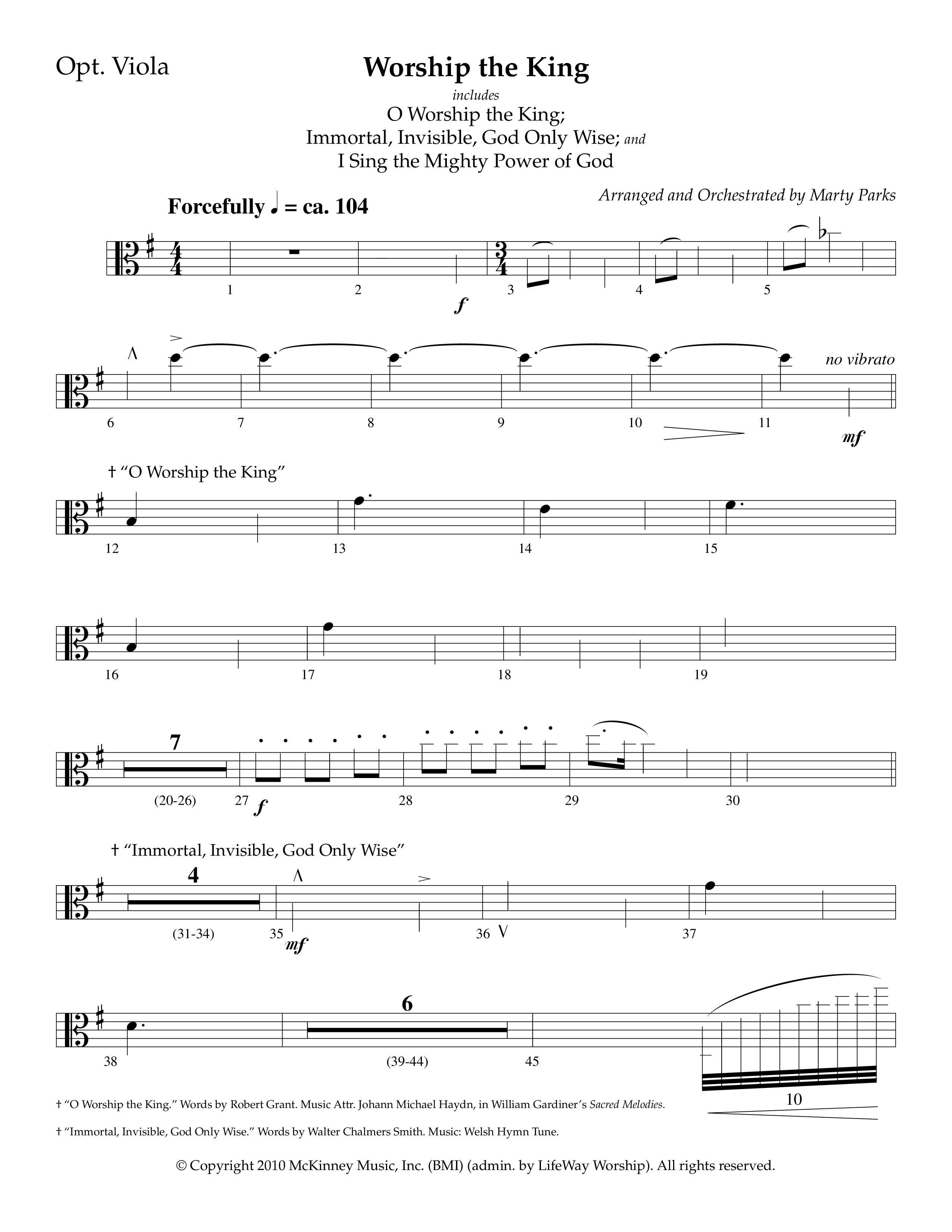 Worship The King (Choral Anthem SATB) Viola (Lifeway Choral / Arr. Marty Parks)