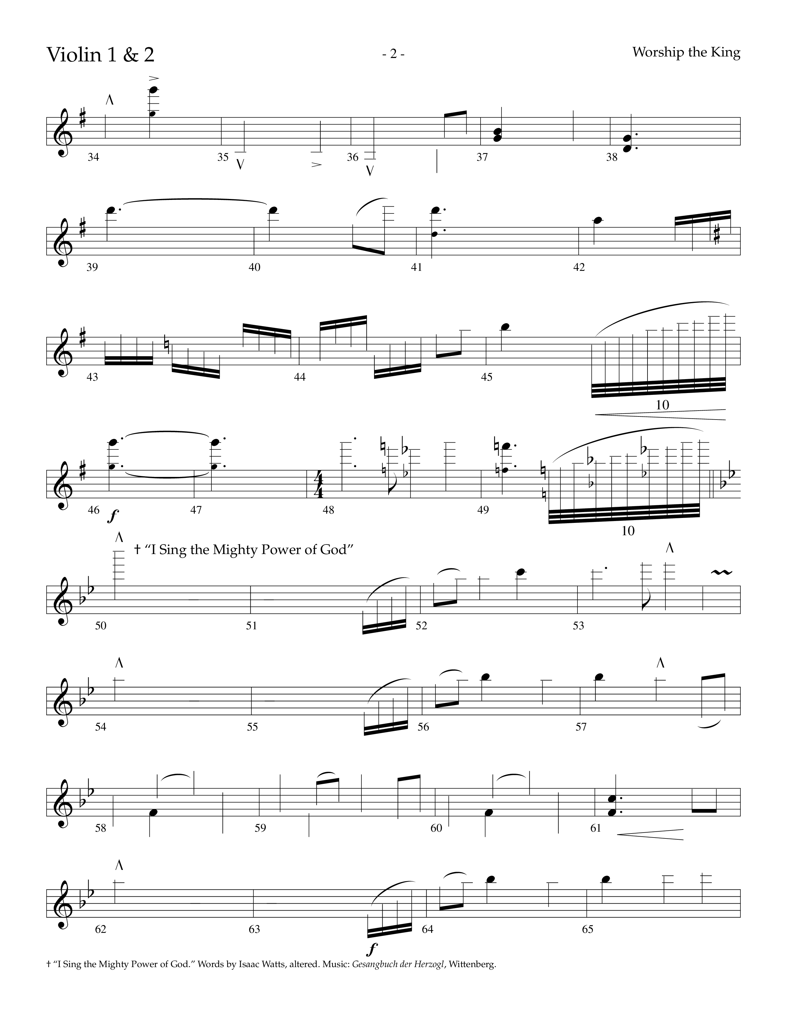 Worship The King (Choral Anthem SATB) Violin 1/2 (Lifeway Choral / Arr. Marty Parks)