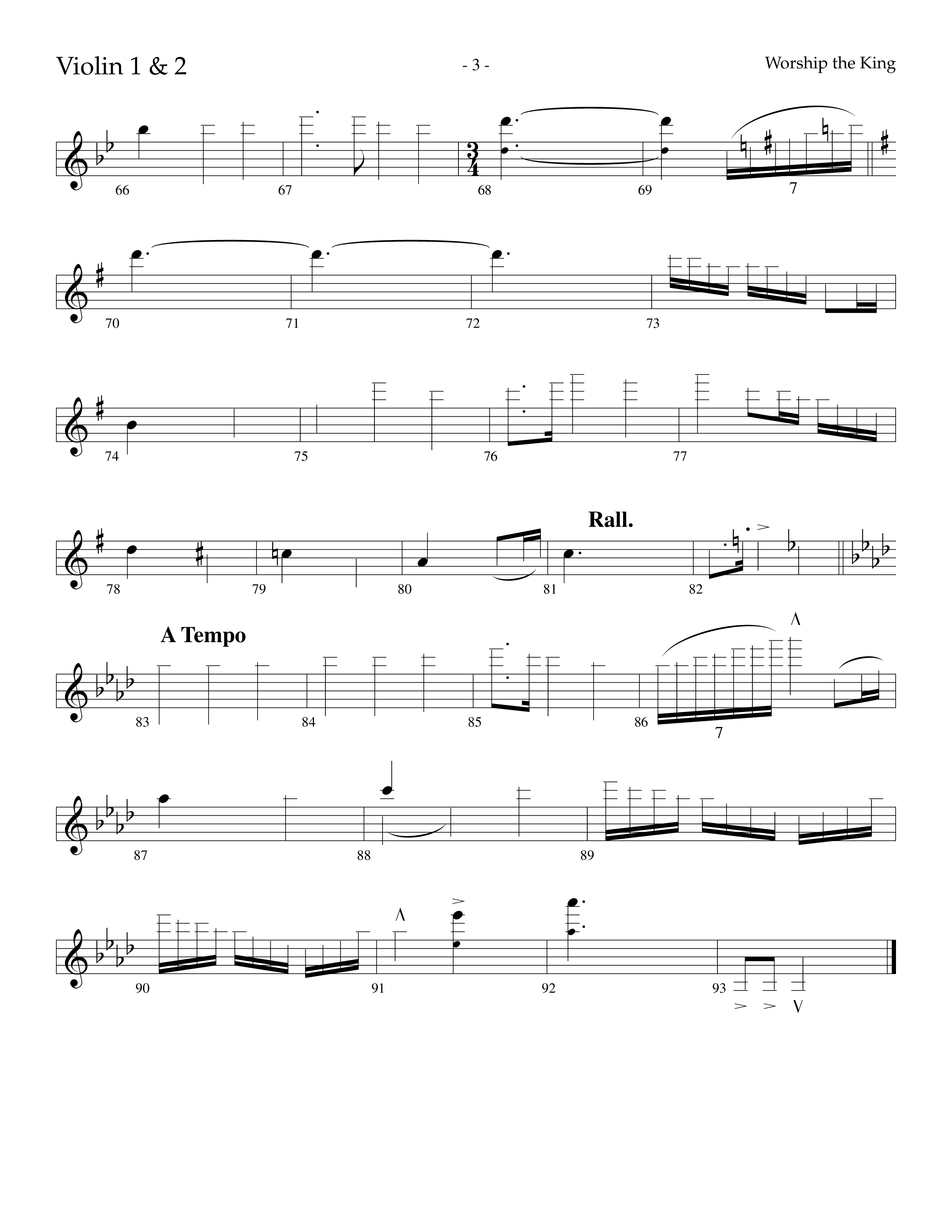 Worship The King (Choral Anthem SATB) Violin 1/2 (Lifeway Choral / Arr. Marty Parks)
