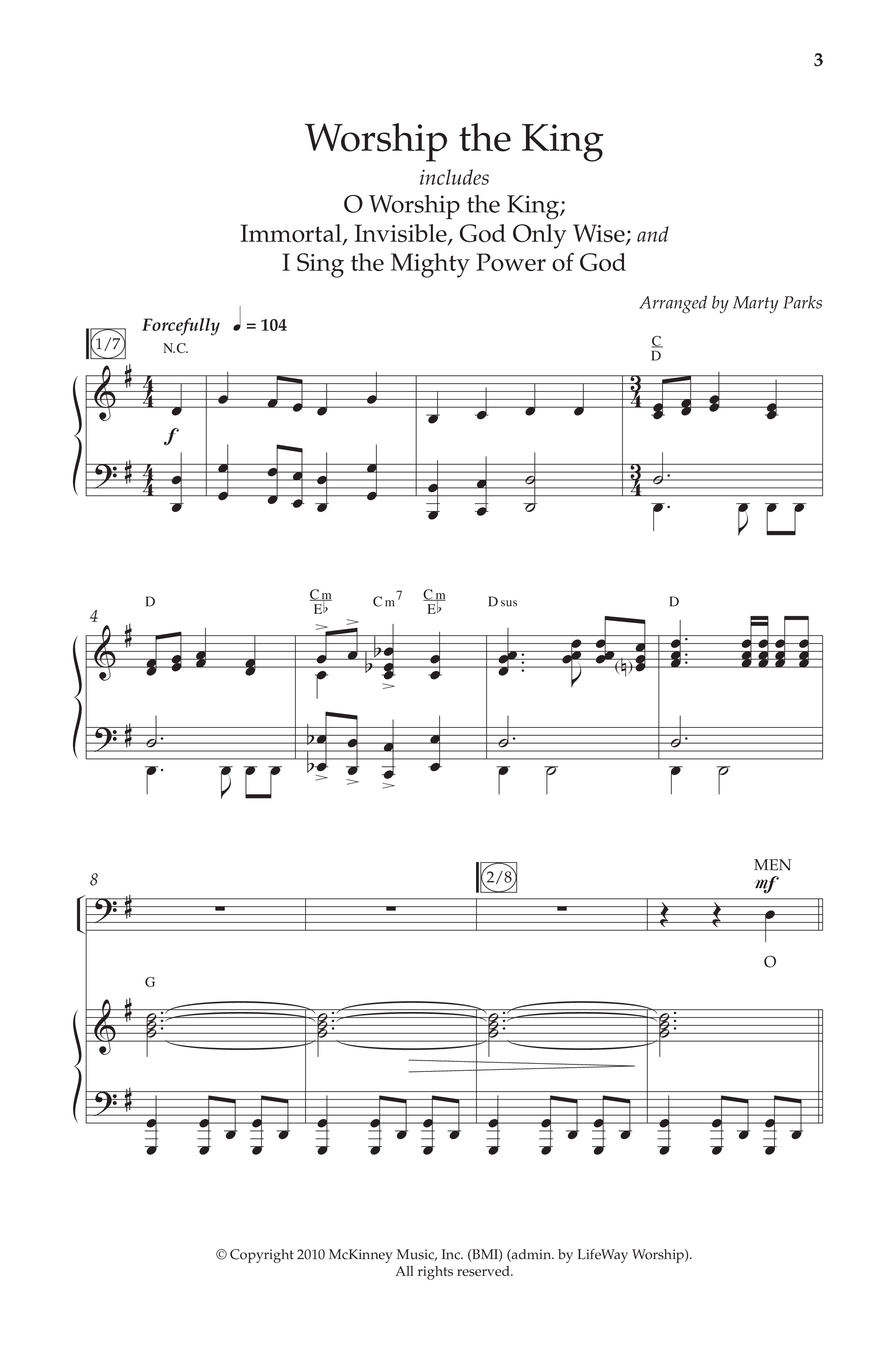 Worship The King (Choral Anthem SATB) Anthem (SATB/Piano) (Lifeway Choral / Arr. Marty Parks)