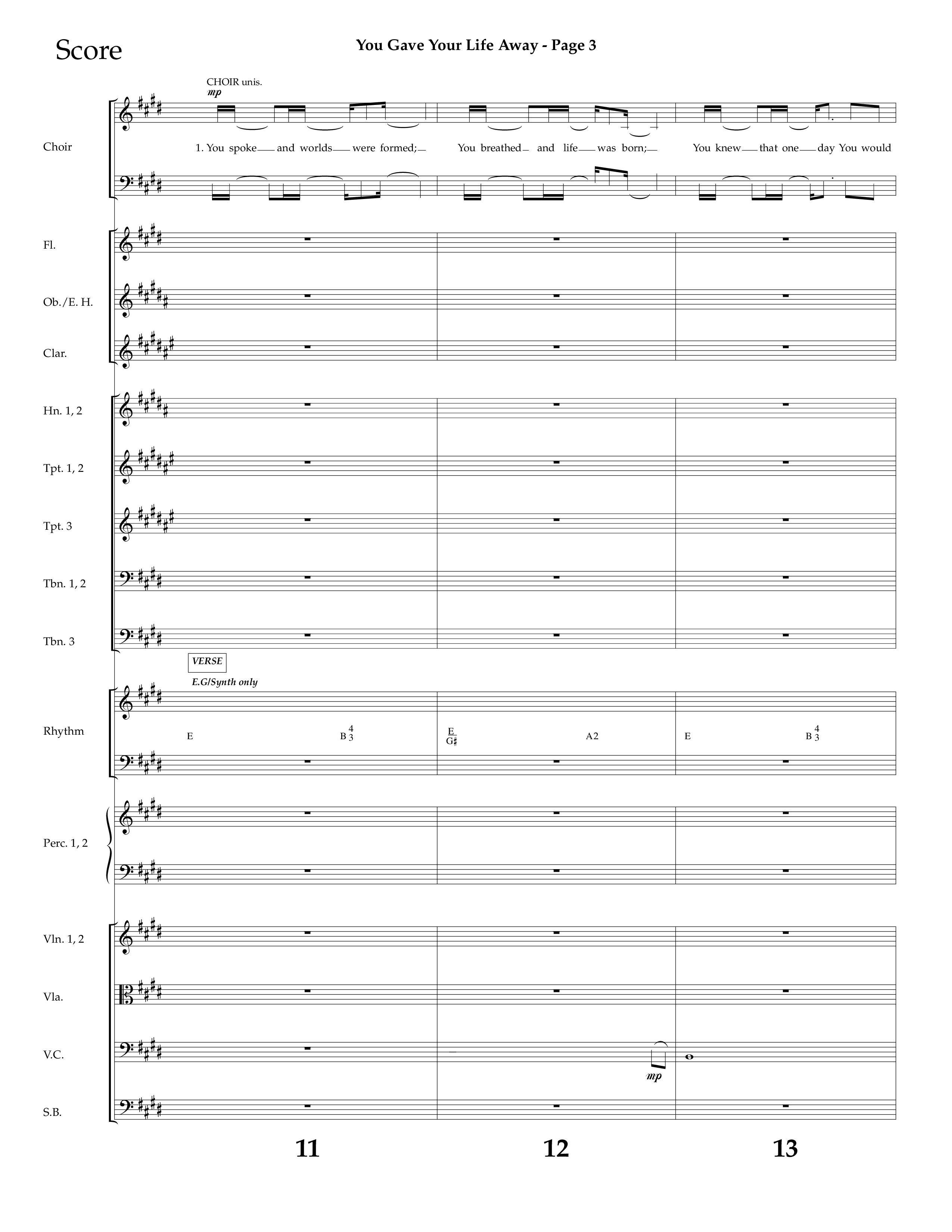 You Gave Your Life Away (Choral Anthem SATB) Conductor's Score (Lifeway Choral / Arr. Dave Williamson)