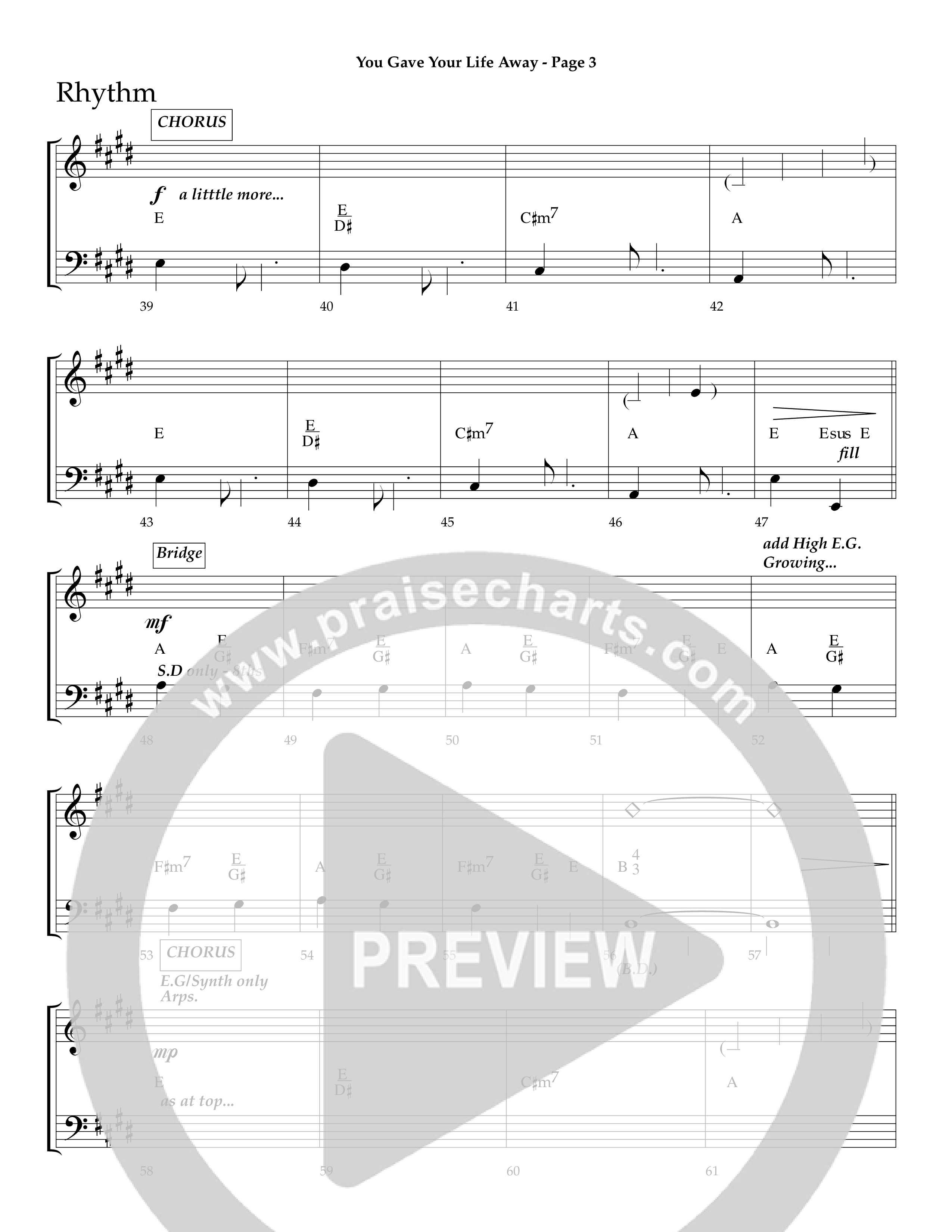 You Gave Your Life Away (Choral Anthem SATB) Lead Melody & Rhythm (Lifeway Choral / Arr. Dave Williamson)